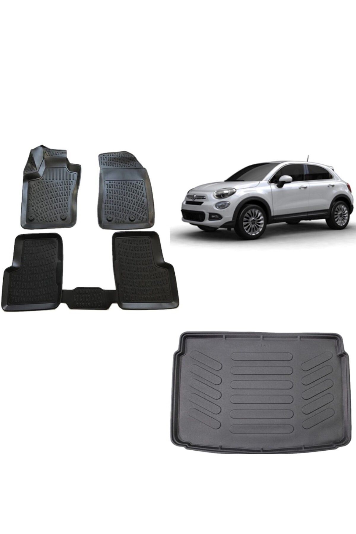 Fiat 500X 2018 Model 3D Bagaj Havuzu+3D Havuzlu Araca Özel Paspas Takımı