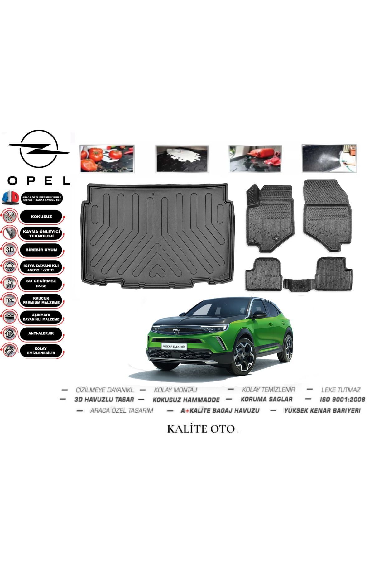 Opel Mokka 2024 Model 3D Bagaj Havuzu+4D Havuzlu Paspas Setii