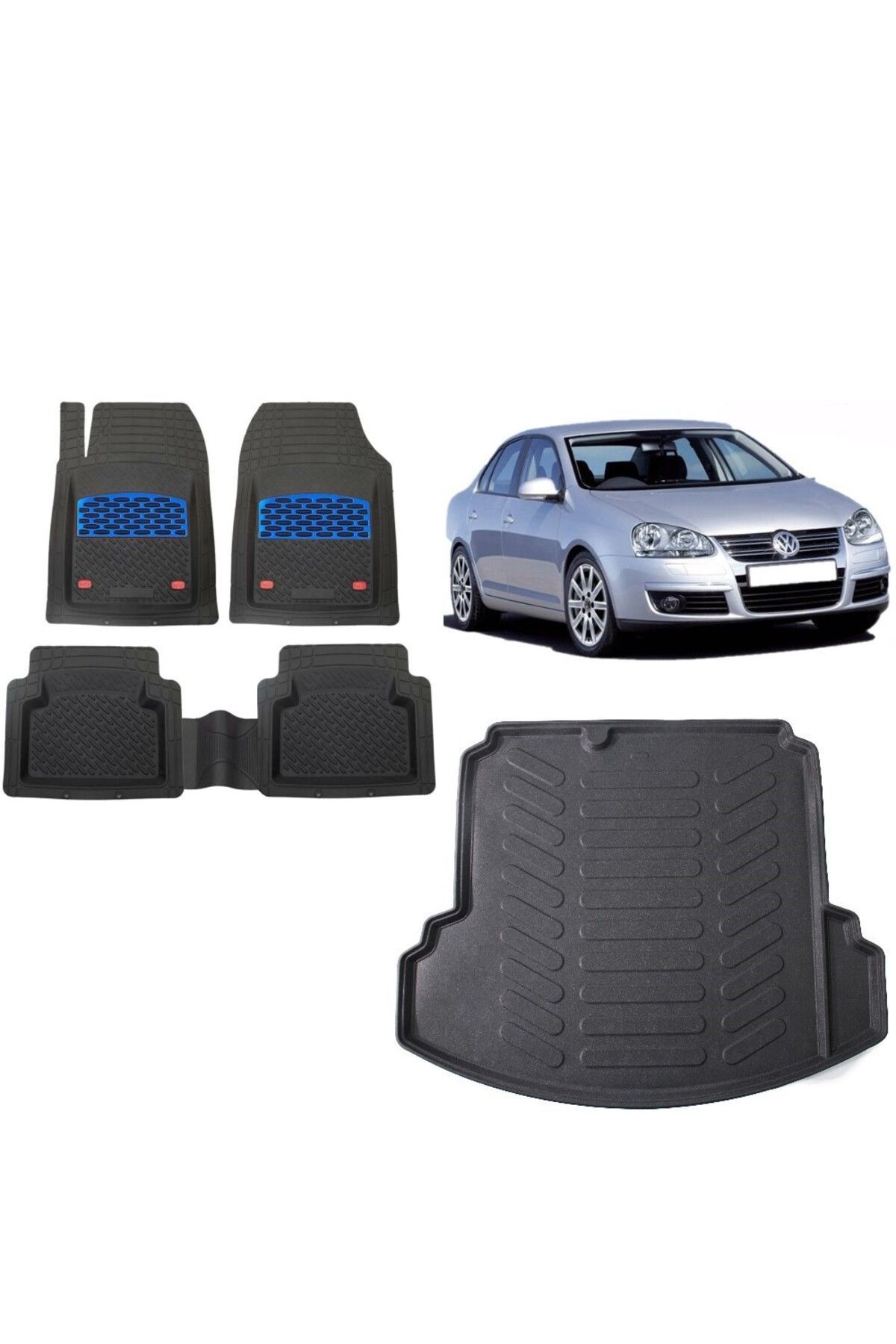 Volkswagen Jetta 2010 Model 3D Bagaj Havuzu+3D Havuzlu Safir Mavi Kromluu Paspas