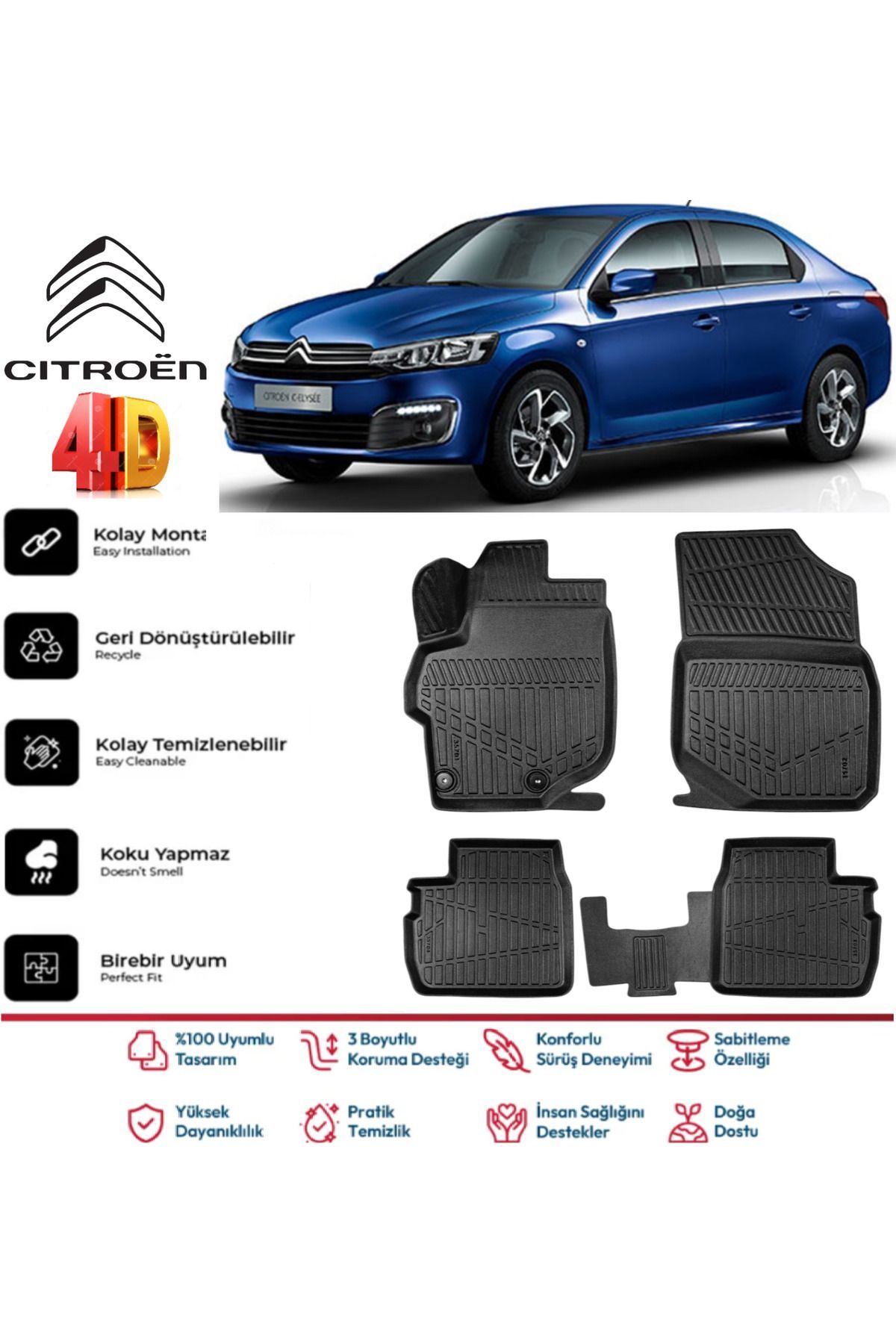 Citroen C-elysee 2024 Model 4D Havuzlu Paspas