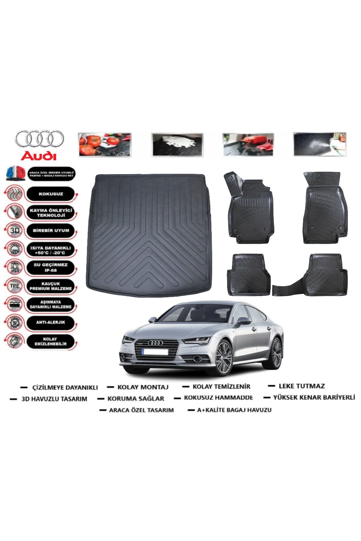 Audi A7 2023 Model Bagaj Havuzu Araca Özel Paspas Takımı Prrox
