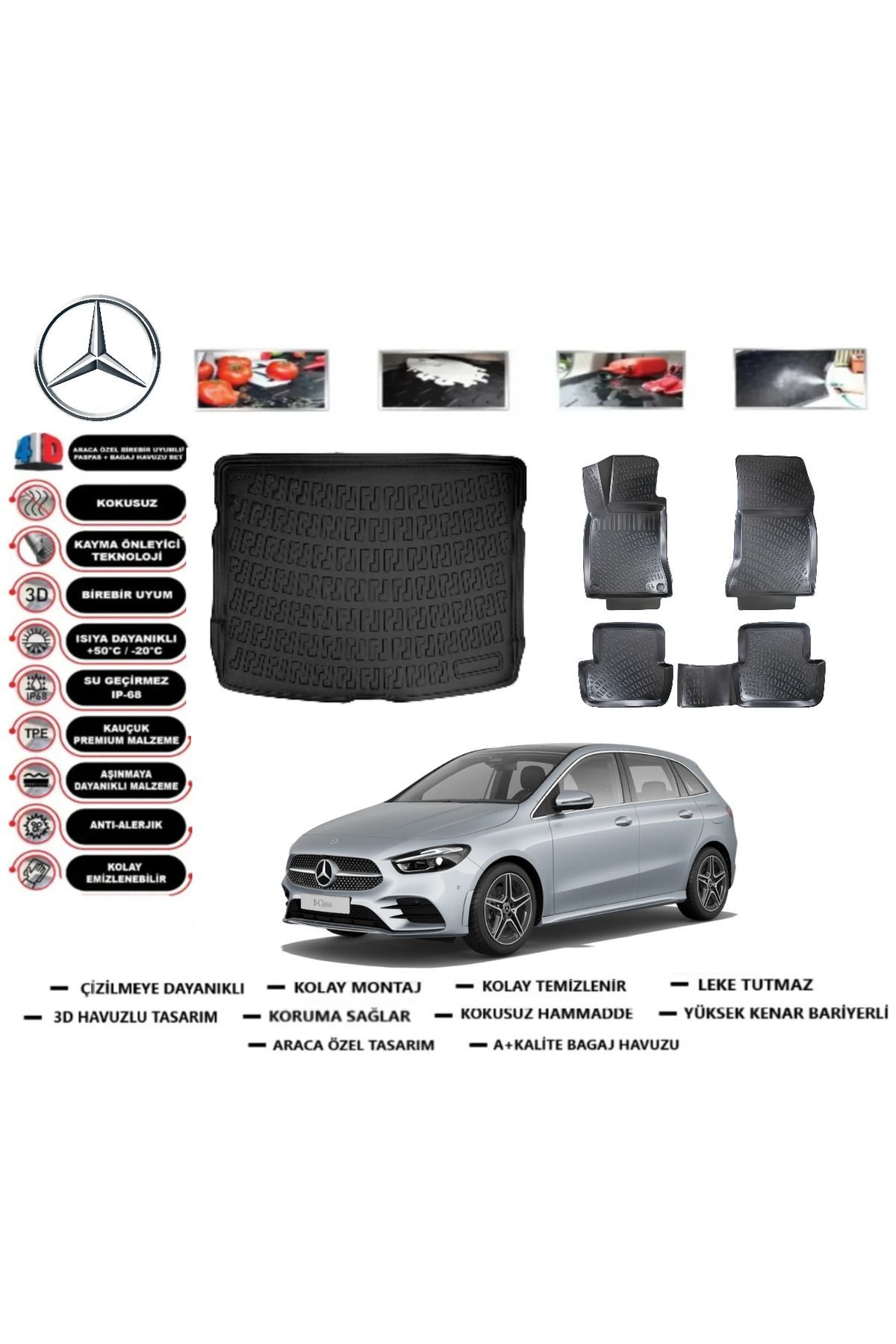 Mercedes B Serisi W247 2025 Model Üst Bagaj Havuzu Araca Özel Paspas Takımı Prrox