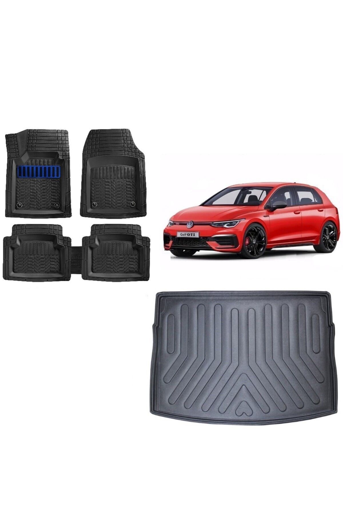 Volkswagen Golf 8 2023 Model Alt 3D Bagaj Havuzu+3D Havuzlu Maximum Mavi Kromlu Paspas