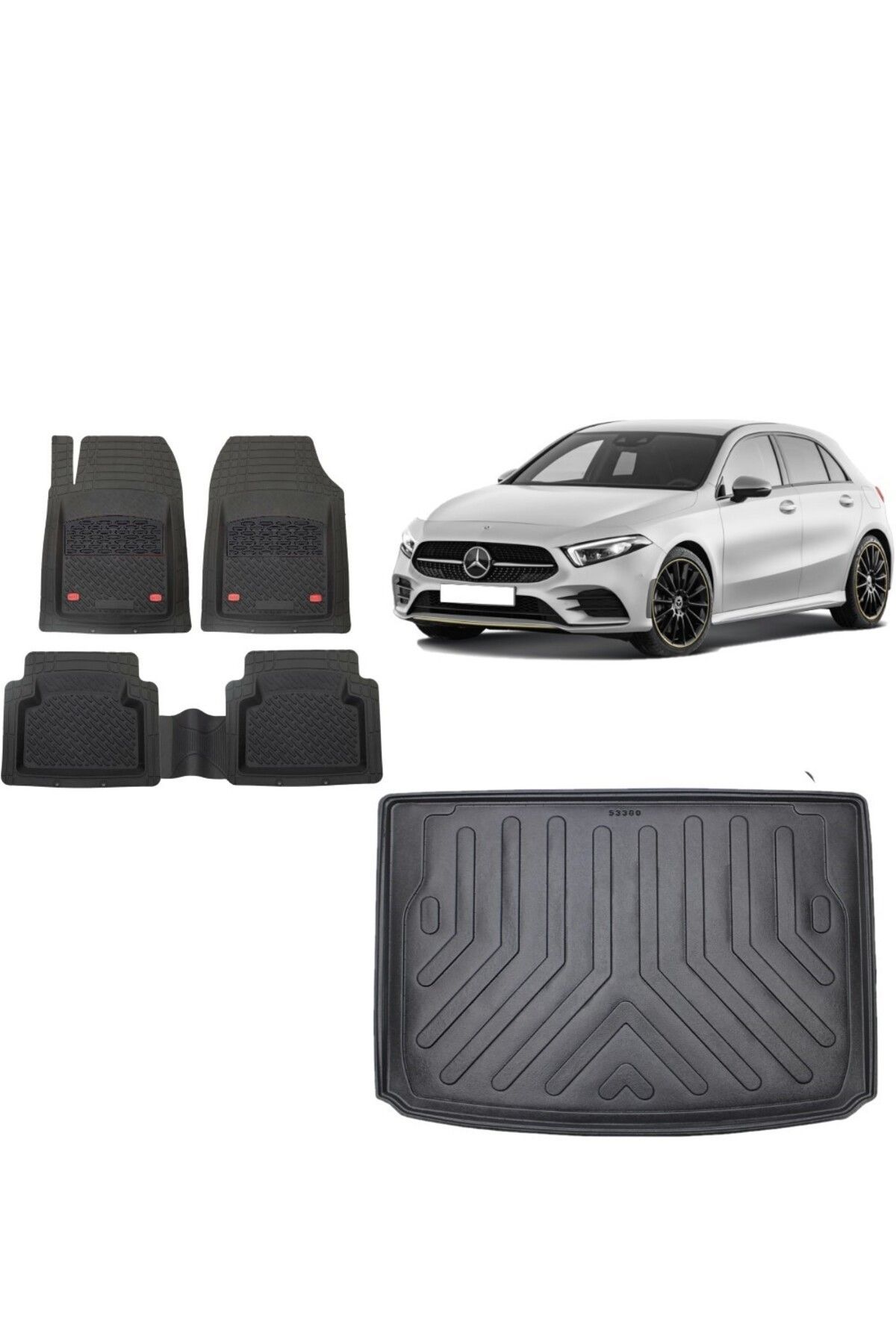 Mercedes A Serisi W177 HB Cepsiz 2024 Model 3D Bagaj+3D Havuzlu Gri Renk Paspas