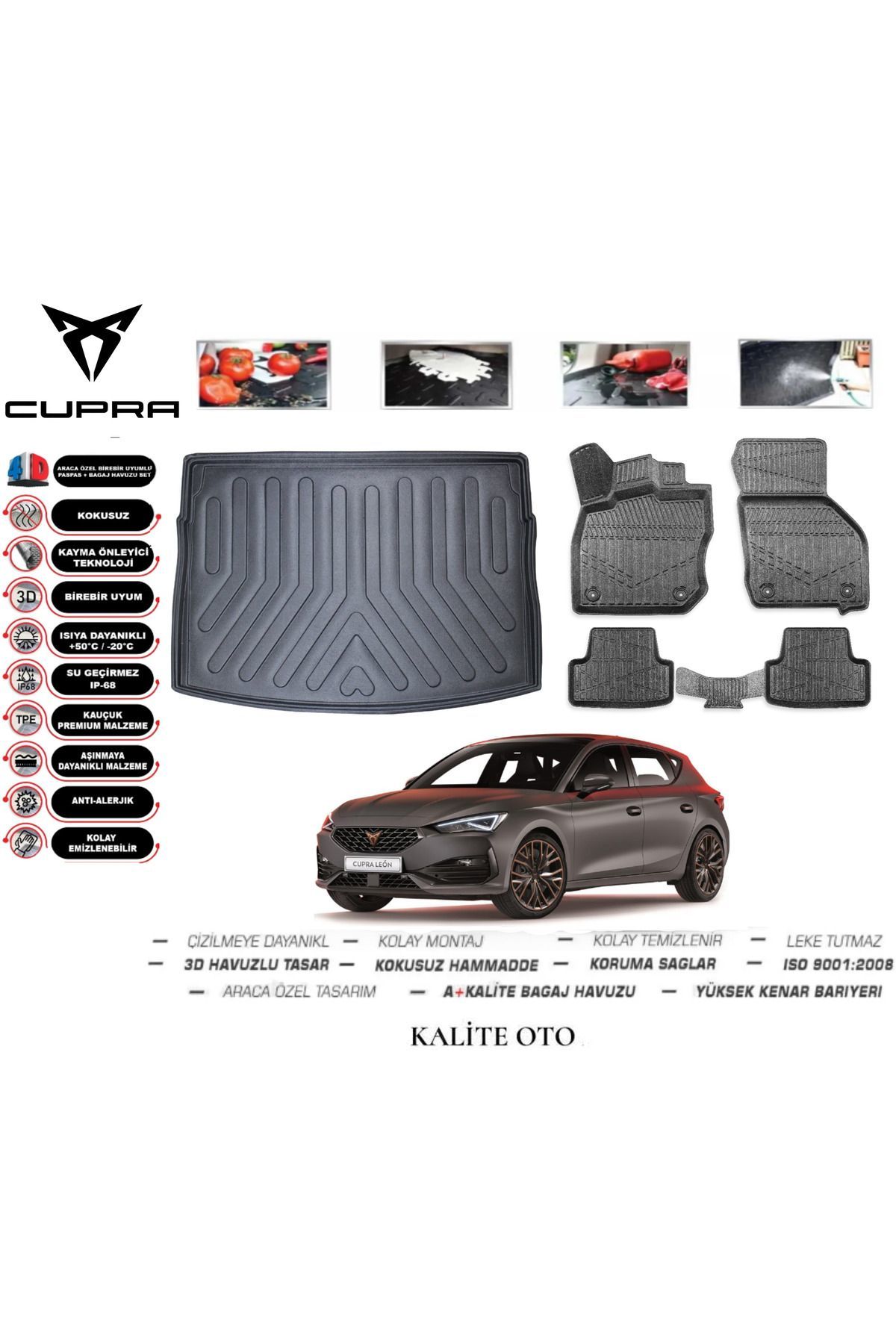 Cupra Leon 2024 Model 3D Bagaj Havuzu+4D Havuzlu Paspas Seti