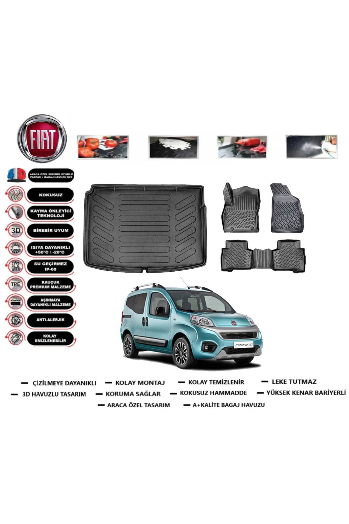 Fiat Fiorino 2025 Model Plastik Zemin Bagaj Havuzu Araca Özel Paspas Takımı Prrox