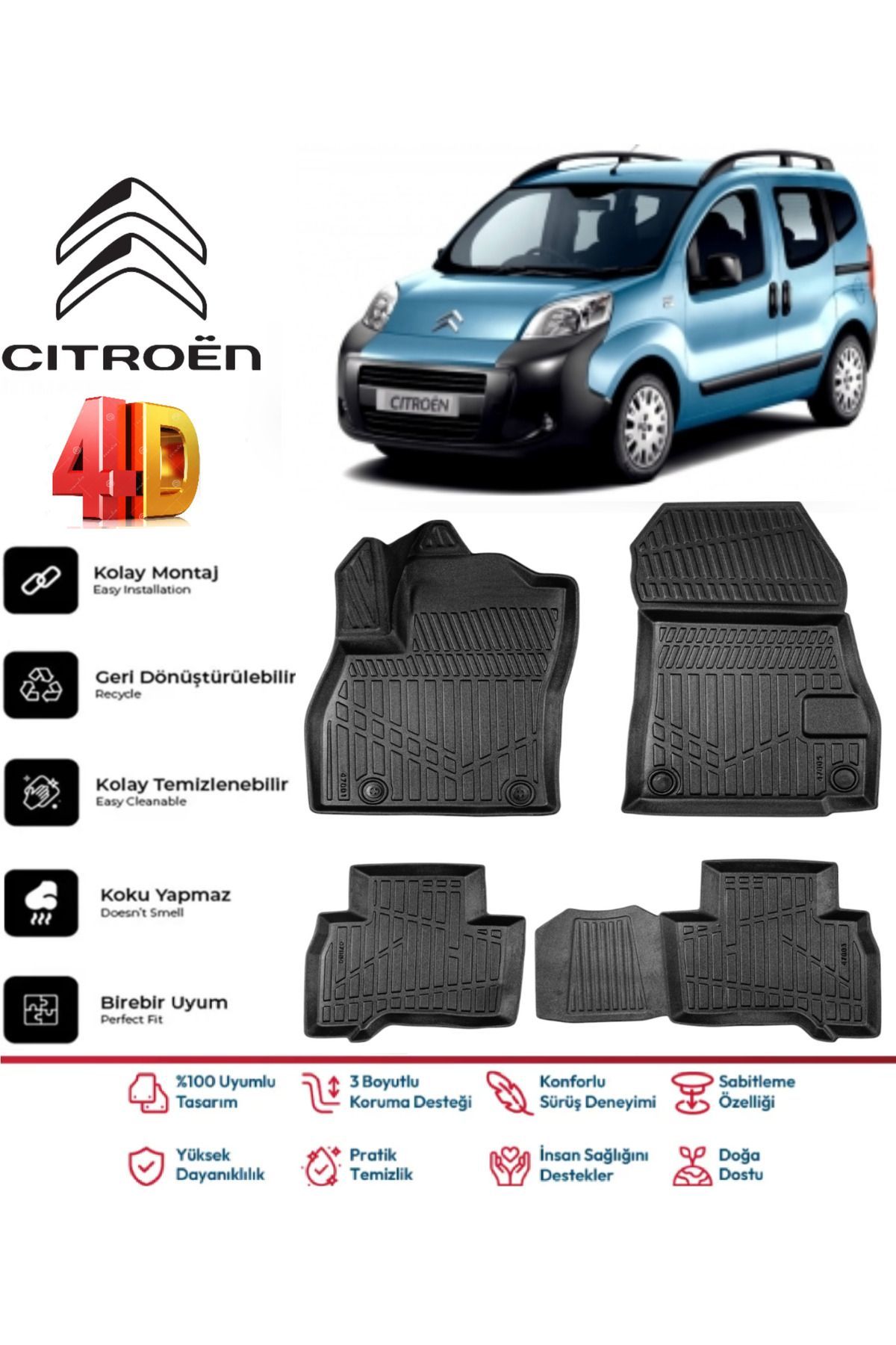 Citroen Nemo 2010 Model 4D Havuzlu Paspas