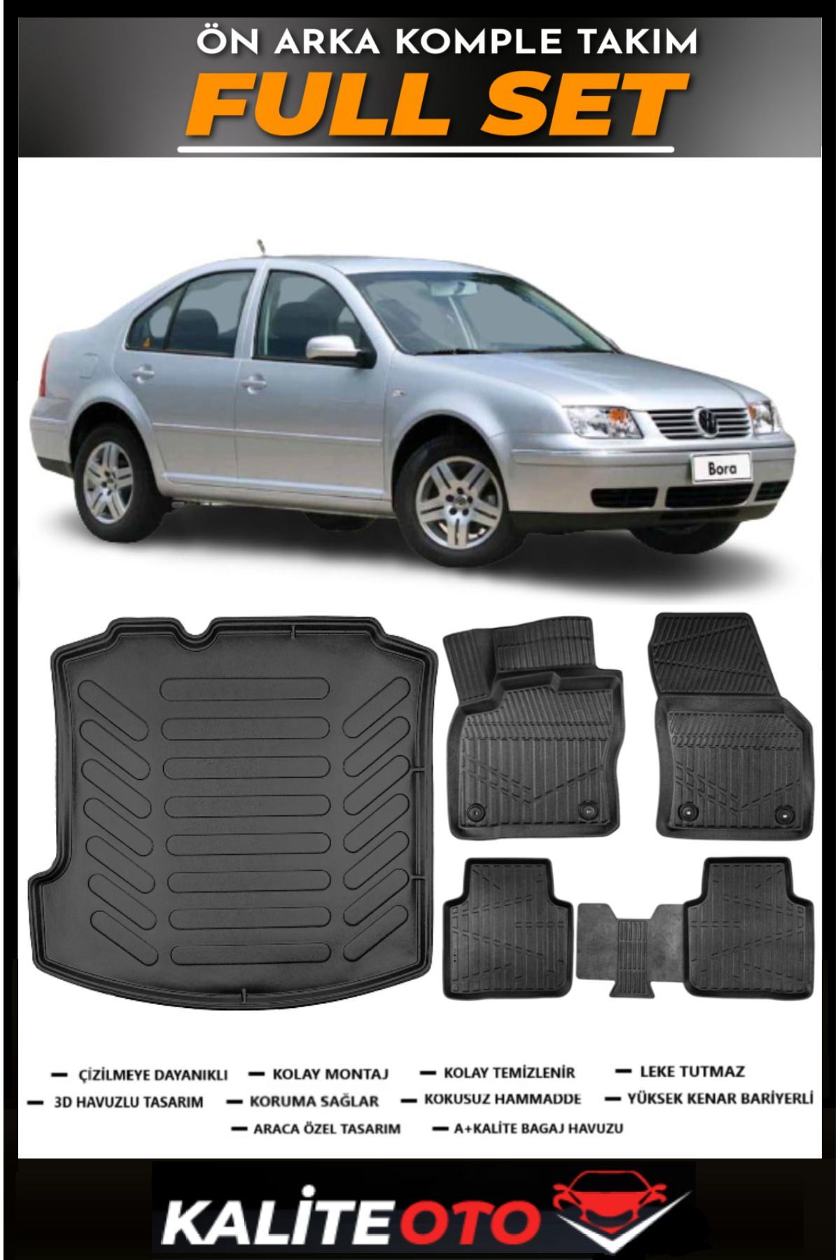 Volkswagen Bora Bagaj Havuzu+4.5D Havuzlu Paspas Seti 2000 Model