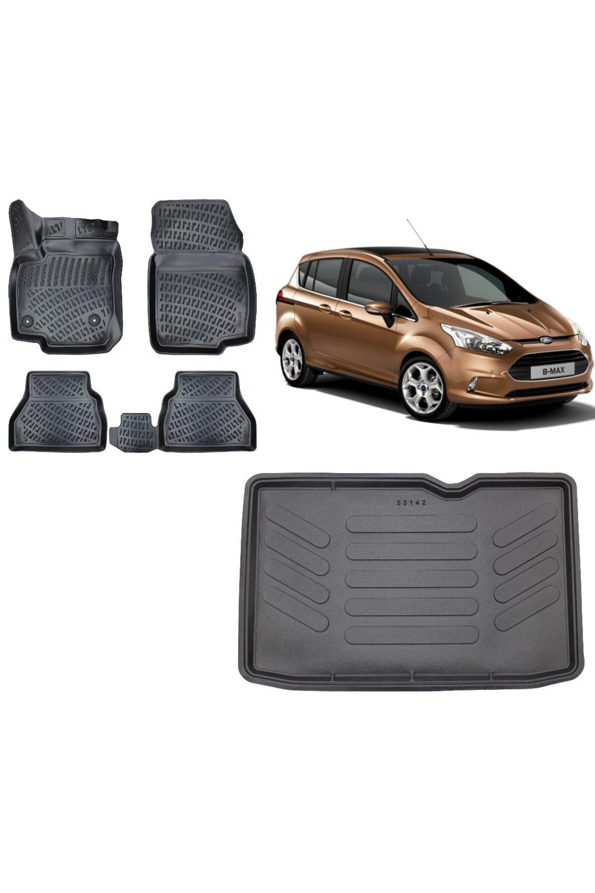B-Max 2013 Model 3D Alt Bagaj Havuzu+3D Havuzlu Araca Özel Paspas Takımı