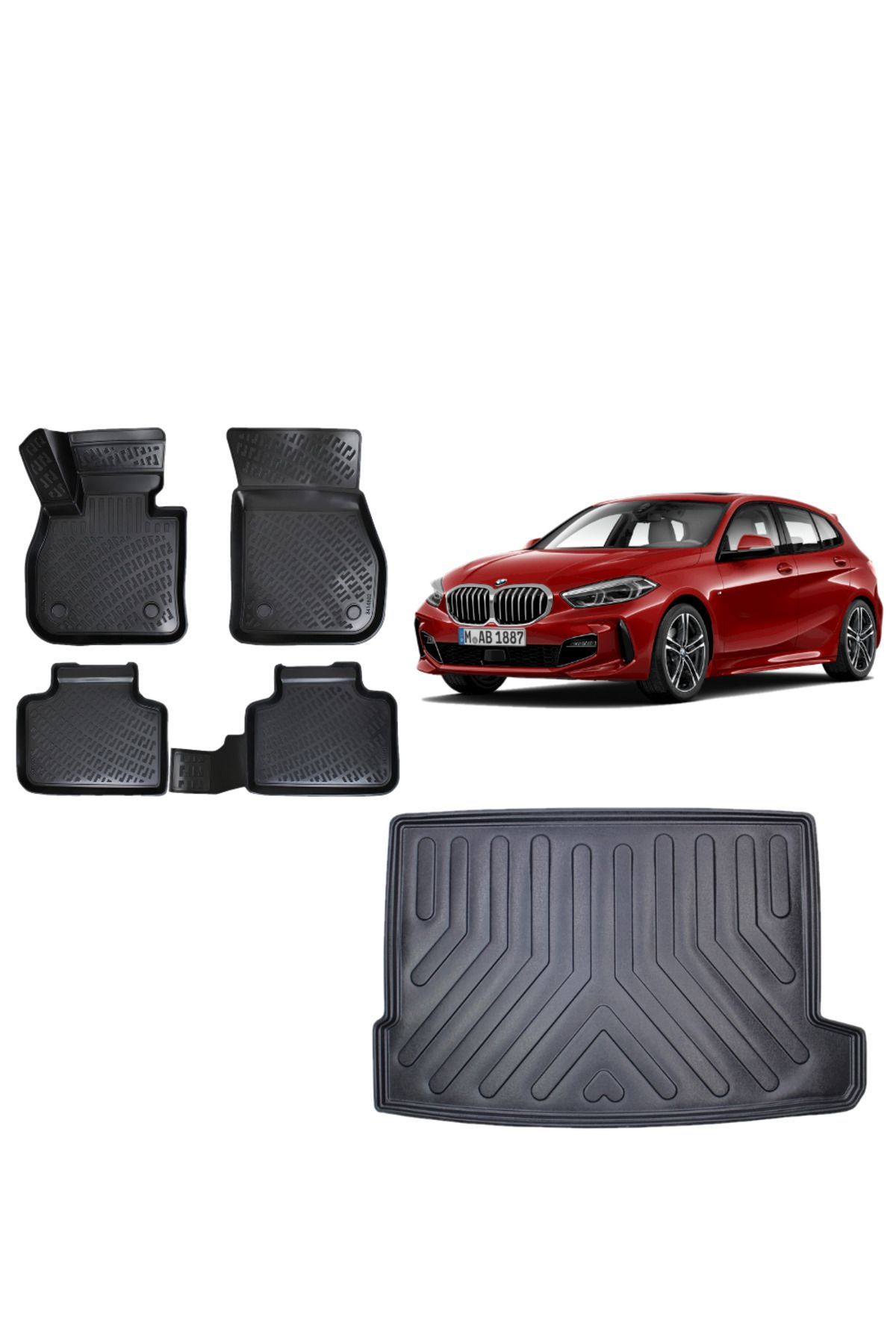Bmw 1 Serisi F40 2020 Model 3D ÜST Bagaj Havuzu+3D Havuzlu Araca Özel Paspas Takımı