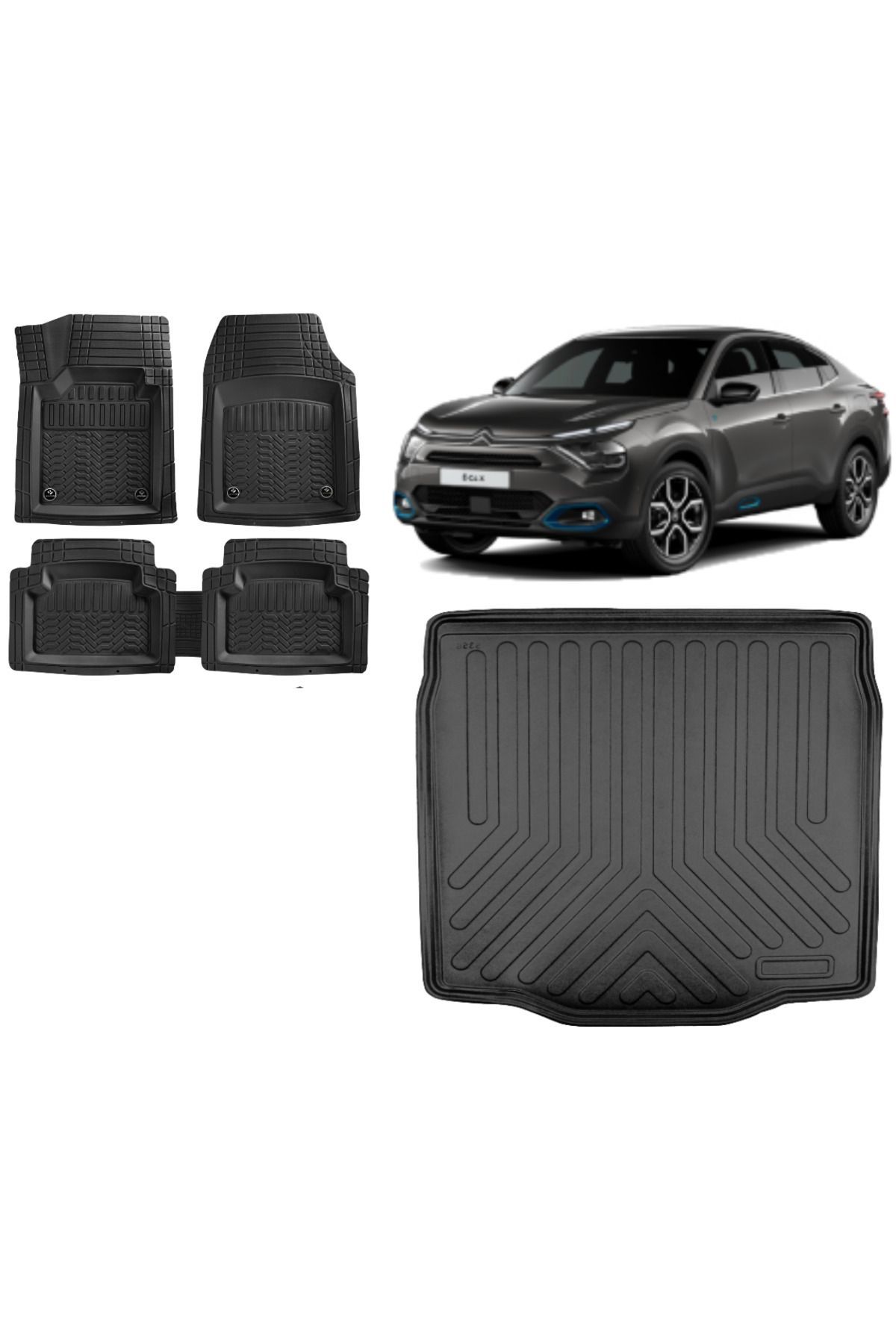 Citroen C4X Elektrikli 2023 Model 3D Bagaj Havuzu+3D Havuzlu Maximum Kırmızı Kromlu Paspas