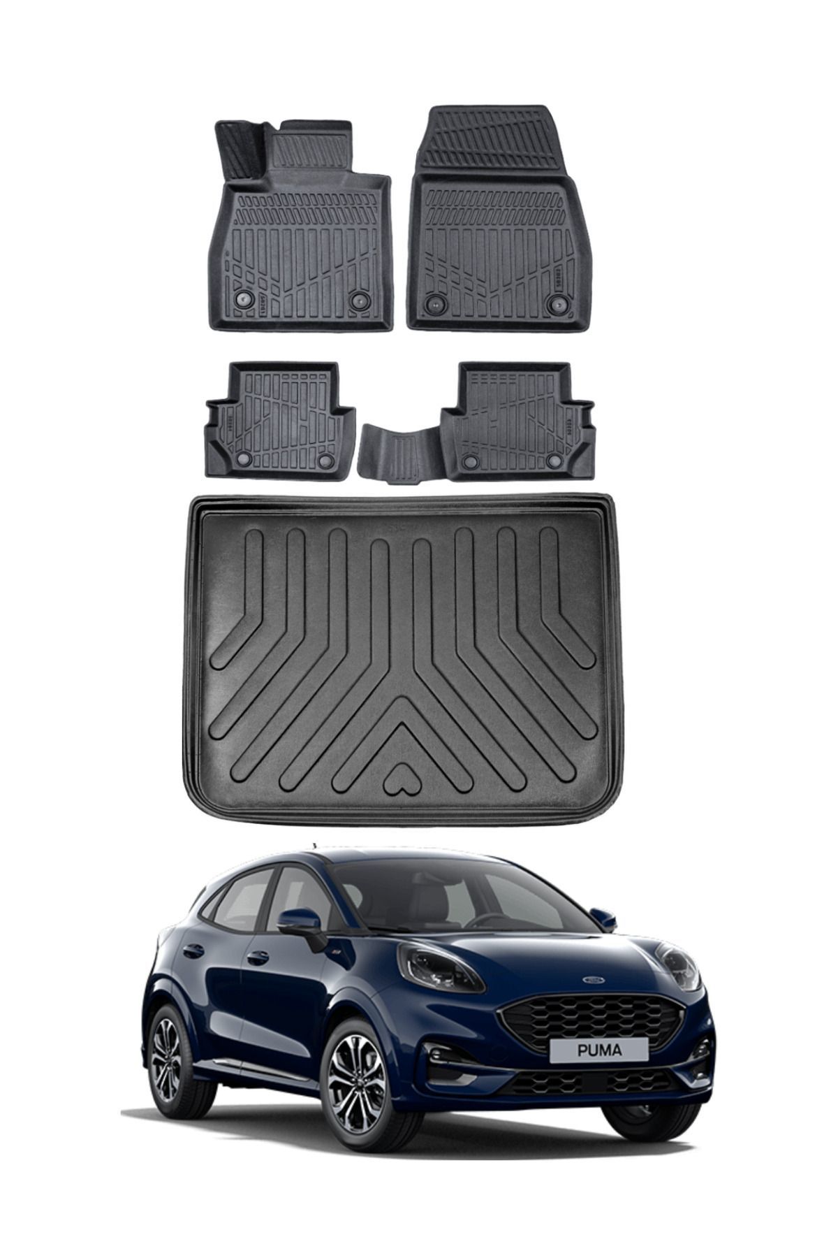 Ford Puma 2023 Model Üst Bagaj Havuzu Araca Özel Siyah Paspas Takımı