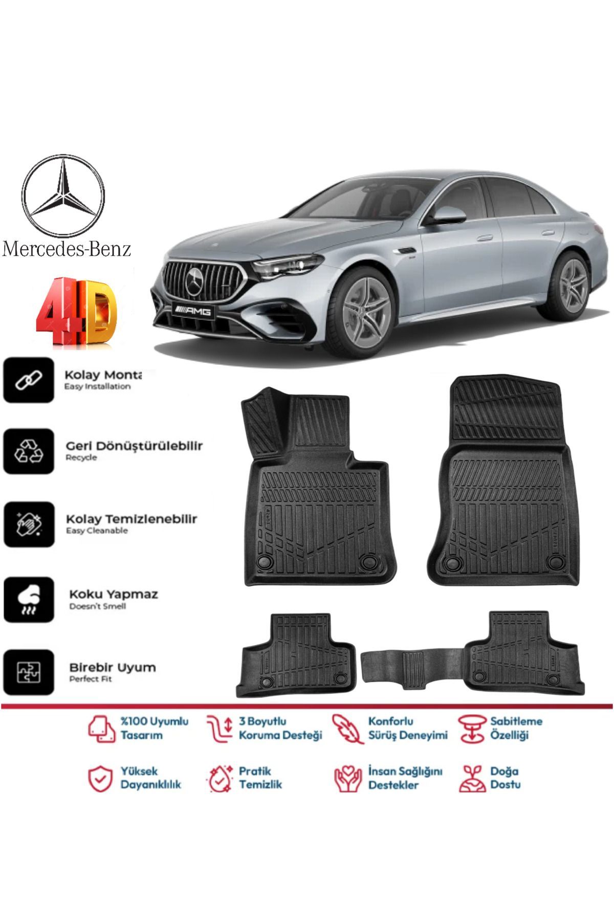 Mercedes E Serisi W214 2025 Model 4D Havuzlu Paspas