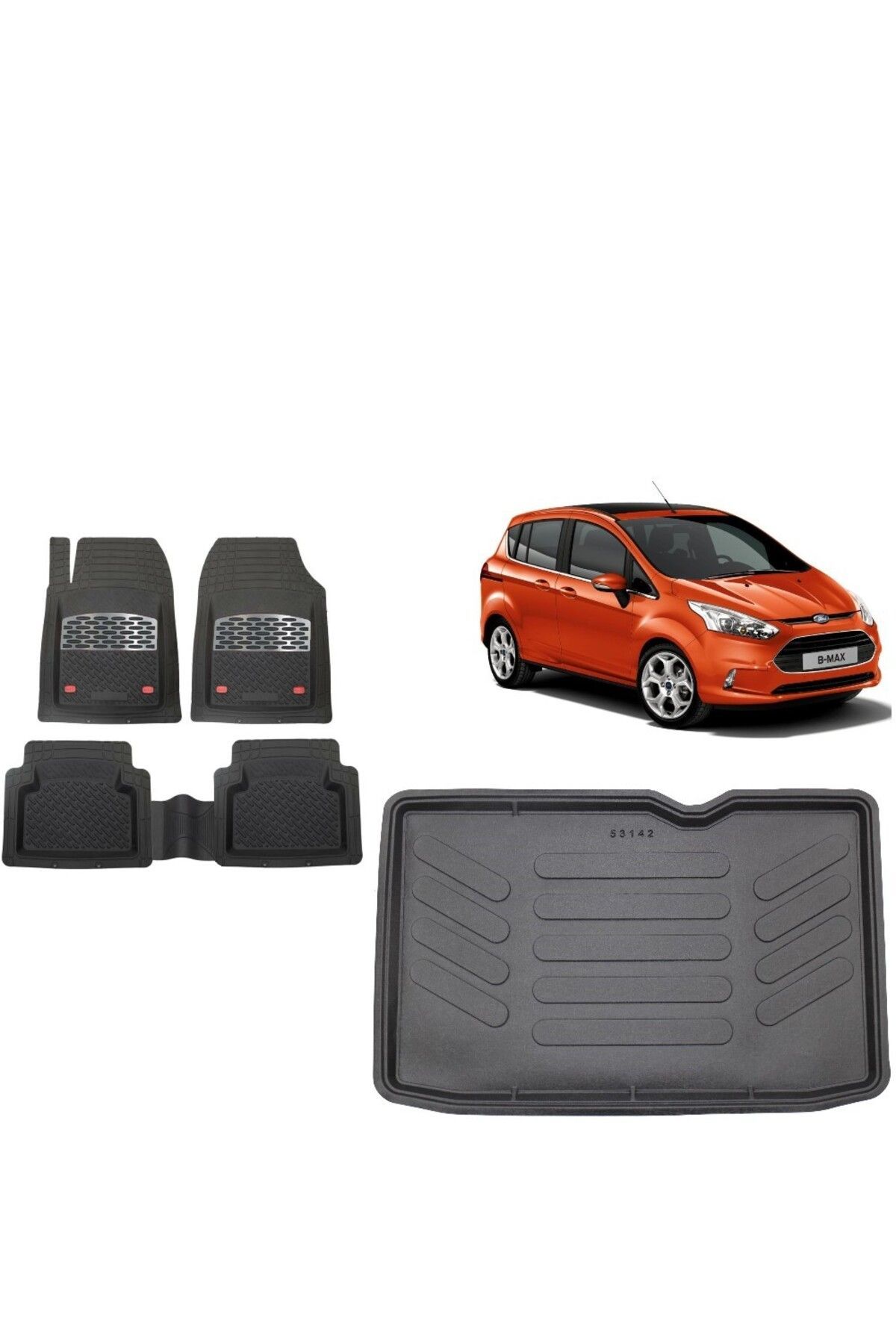 Ford B-Max 2014 Model ALT 3D Bagaj Havuzu+3D Havuzlu SSafir Karbon Kromlu Paspas