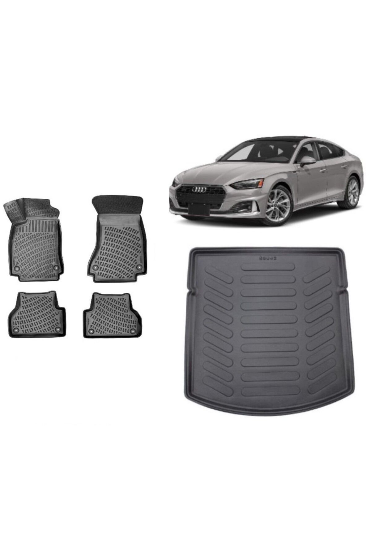 Audi A5 2018 Model 3D Bagaj Havuzu+3D Havuzlu Araca Özel Paspas Takımı
