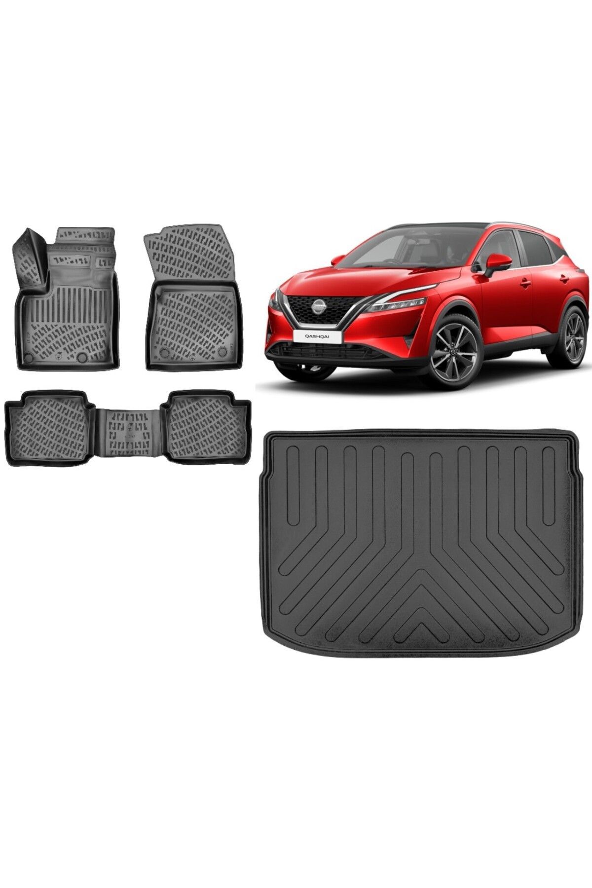 Nissan Qashqai 2022 Model 3D ÜST KADEME Bagaj Havuzu+3D Havuzlu Araca Özel Paspas Takımı