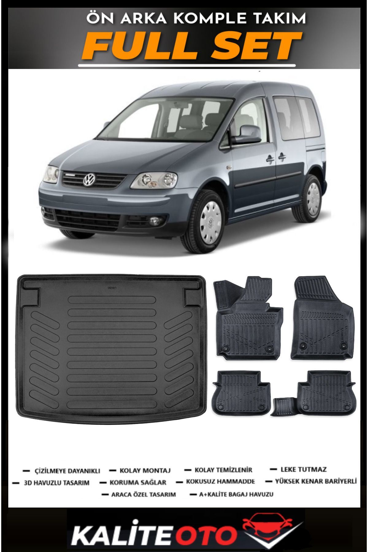 Volkswagen Caddy Bagaj Havuzu+4.5D Havuzlu Paspas Seti 2008 Model
