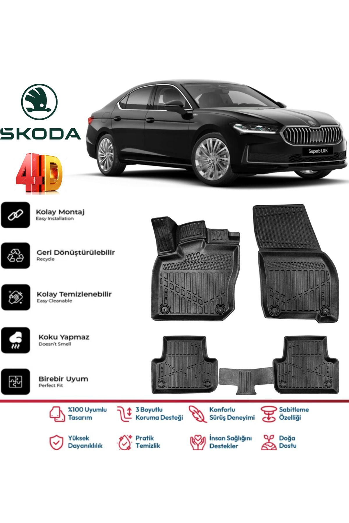 Skoda SuperB 2025 Model 4D Havuzlu Paspas