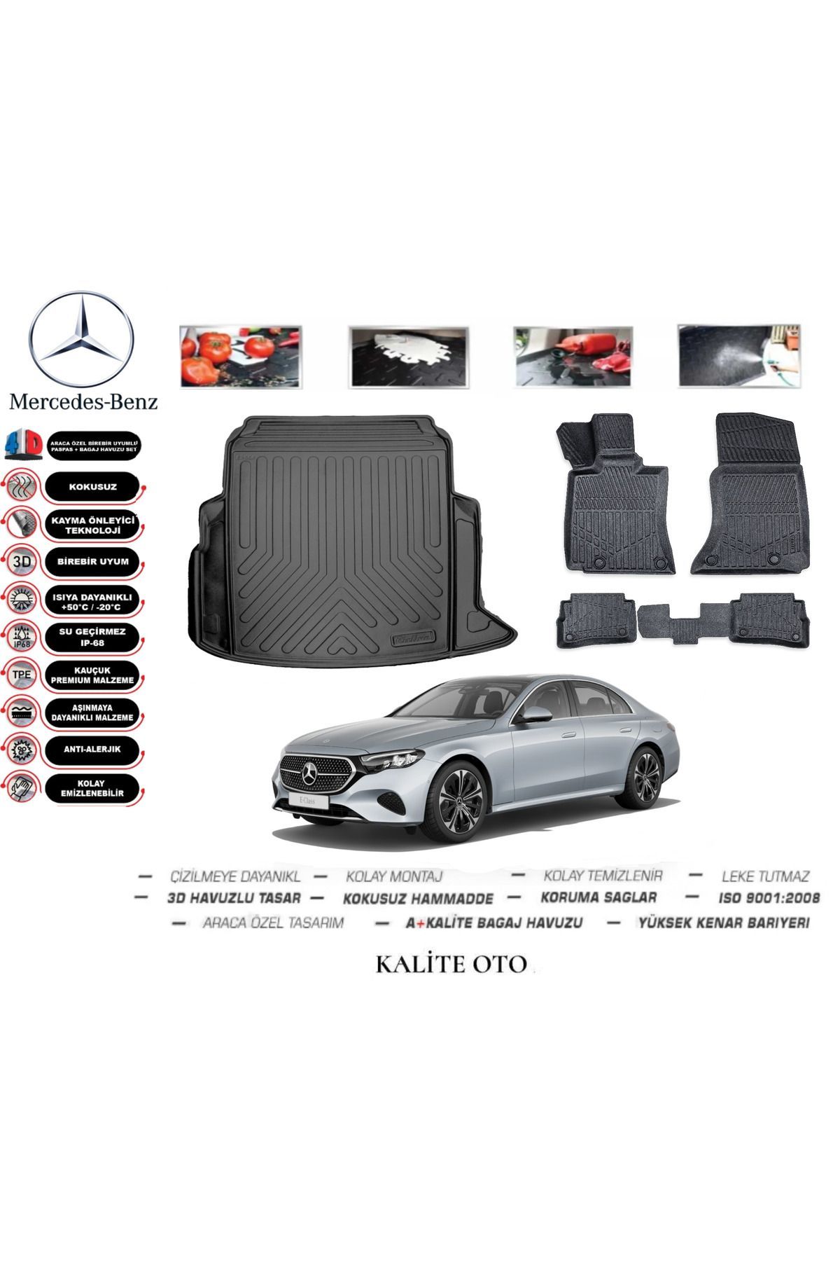Mercedes E Serisi W214 2024 Model 3D Bagaj Havuzu+4D Havuzlu Paspas Seti