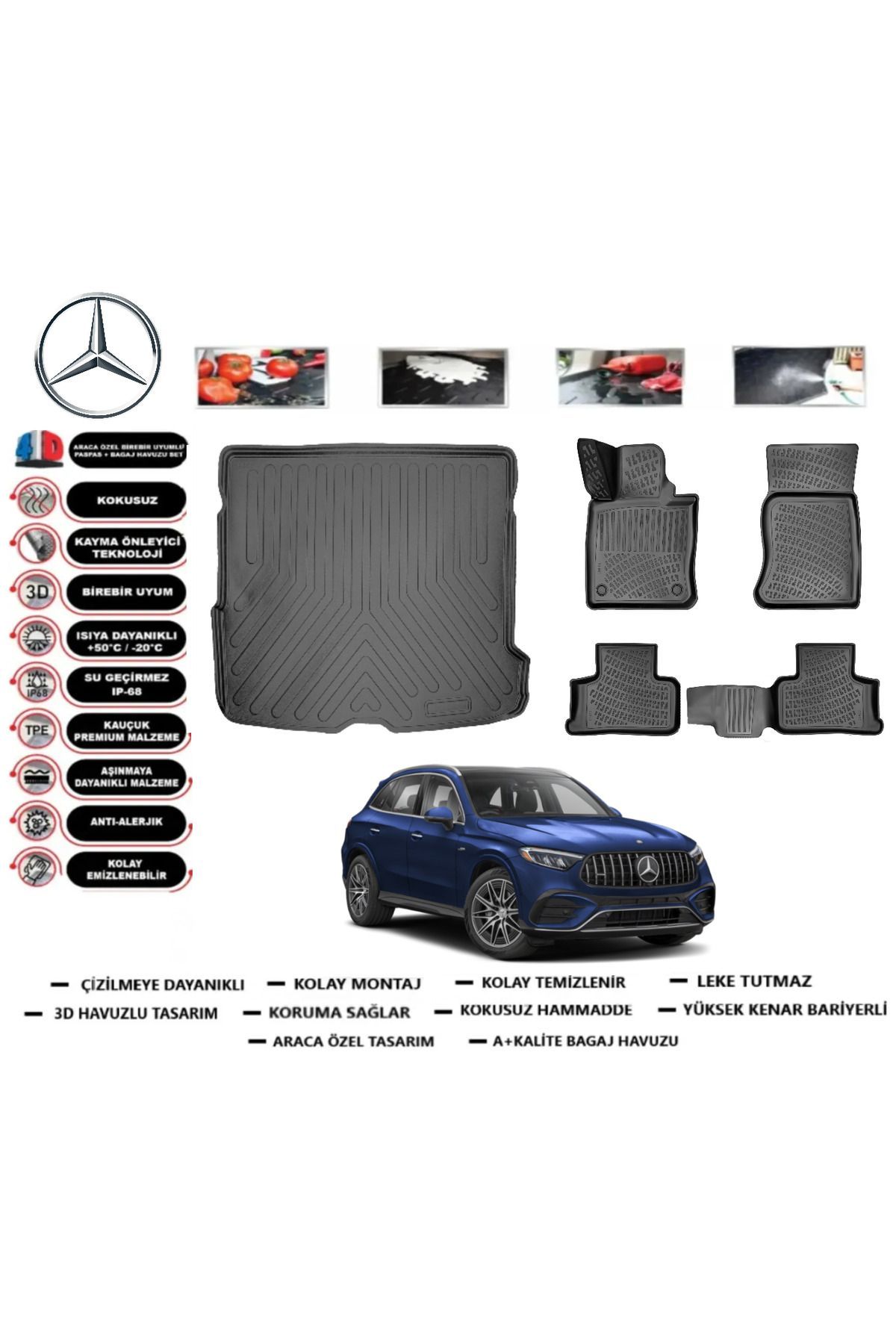 Mercedes GLC SUV 2025 Model Bagaj Havuzu Araca Özel Paspas Takımı Prrox