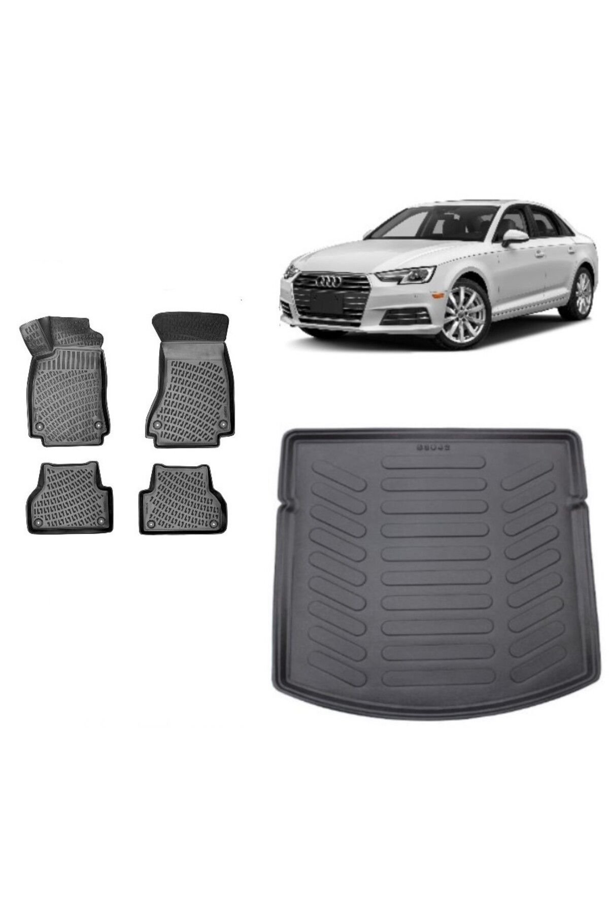 Audi A4 B9 Sedan 2021 Model 3D Bagaj Havuzu+3D Havuzlu Araca Özel Paspas Takımı