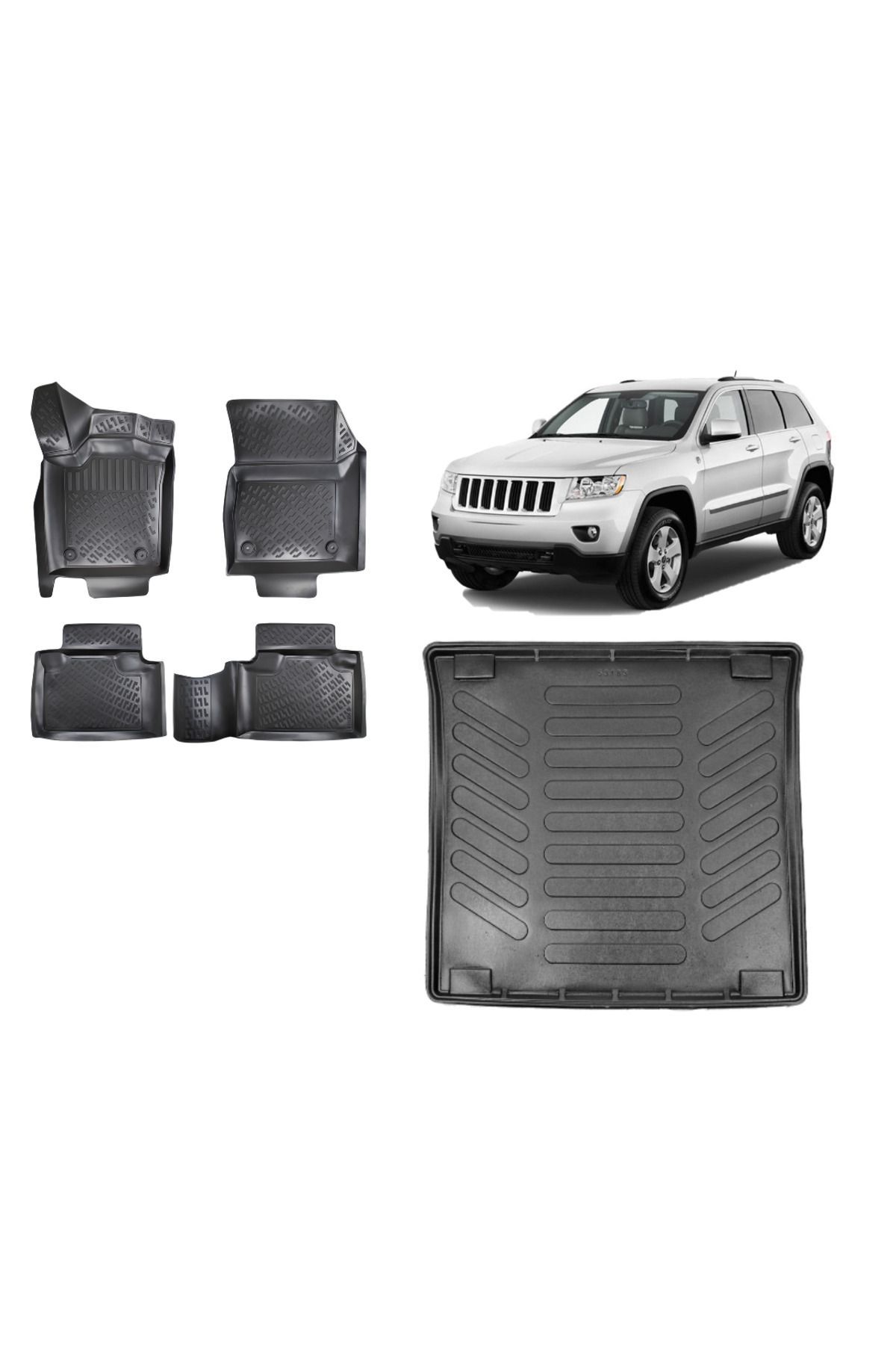 Jeep Grand Cherokee 2012 Model 3D Bagaj Havuzu+3D Havuzlu Araca Özel Paspas Takımı