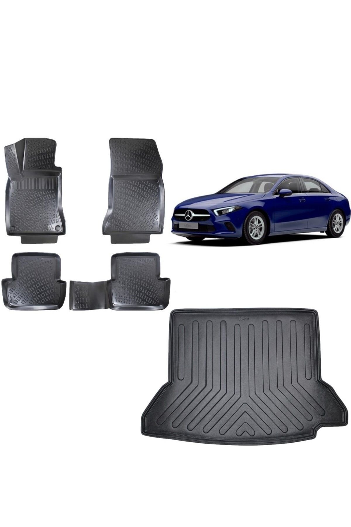 Mercedes A Serisi 2023 Model Sedan Kulaklı 3D Bagaj Havuzu+3D Havuzlu Araca Özel Paspas Takımı