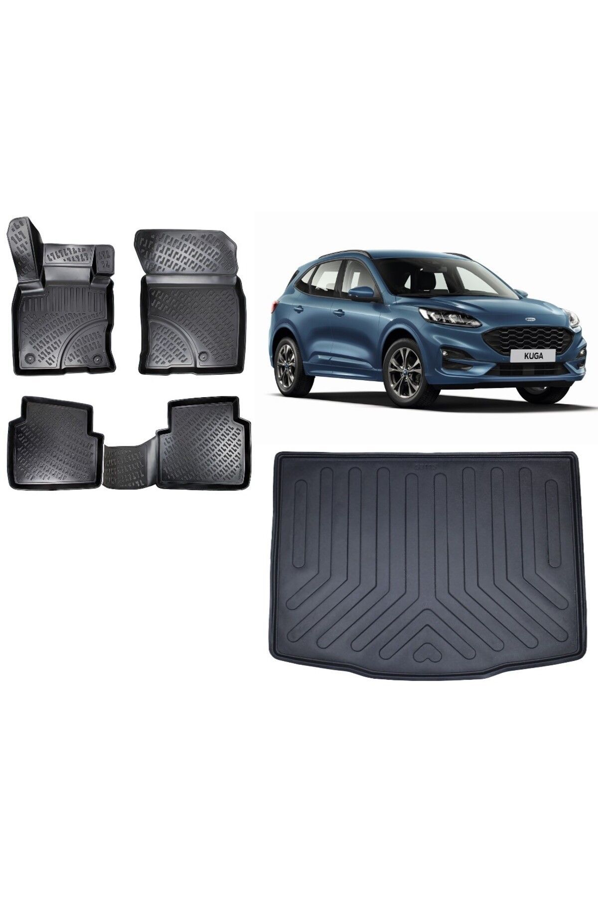 Kuga 2023 Model 3D Bagaj Havuzu+3D Havuzlu Araca Özel Paspas Takımı