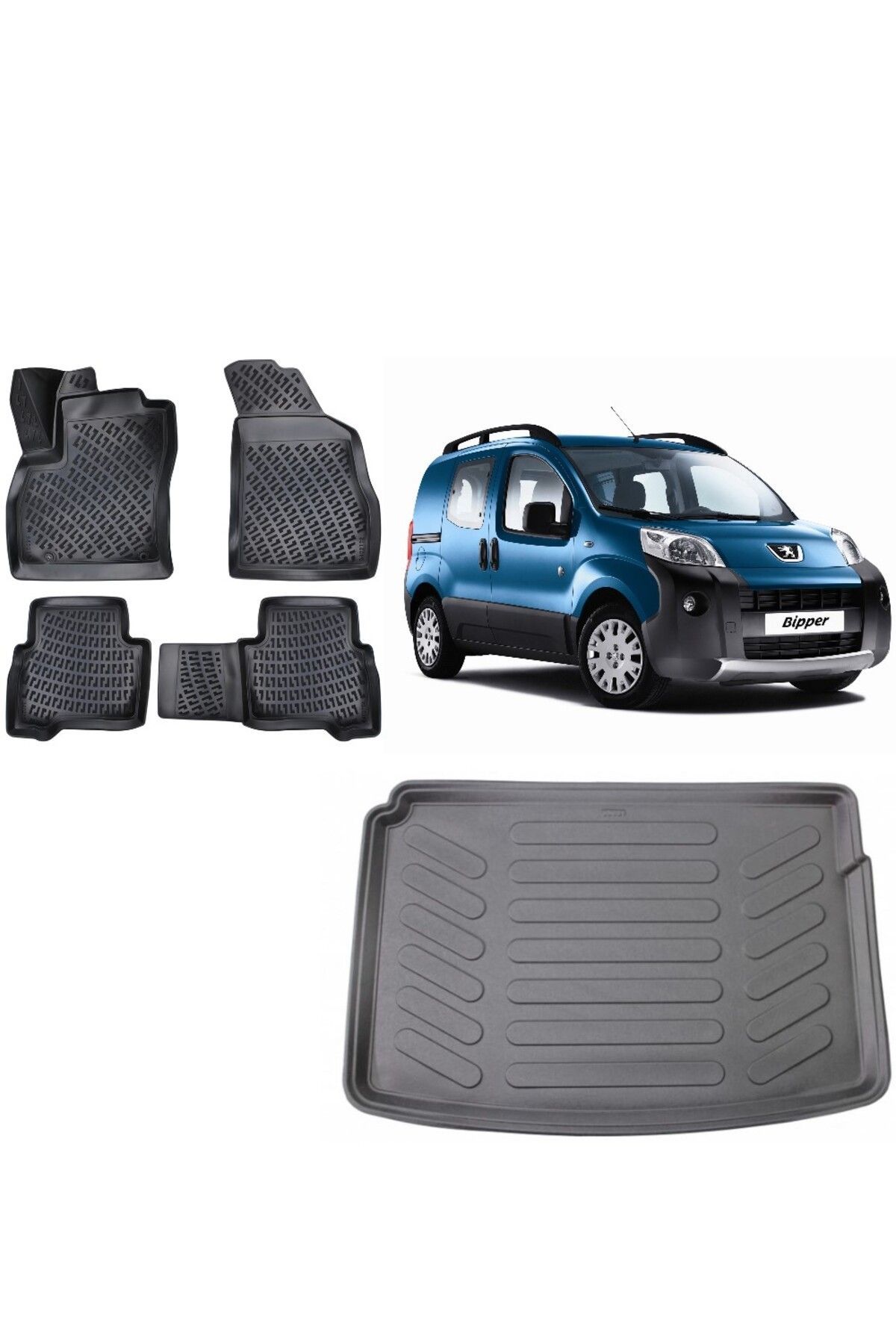 Peugeot Bipper 2012 Model 3D Bagaj Havuzu+3D Havuzlu Araca Özel Paspas Takımı