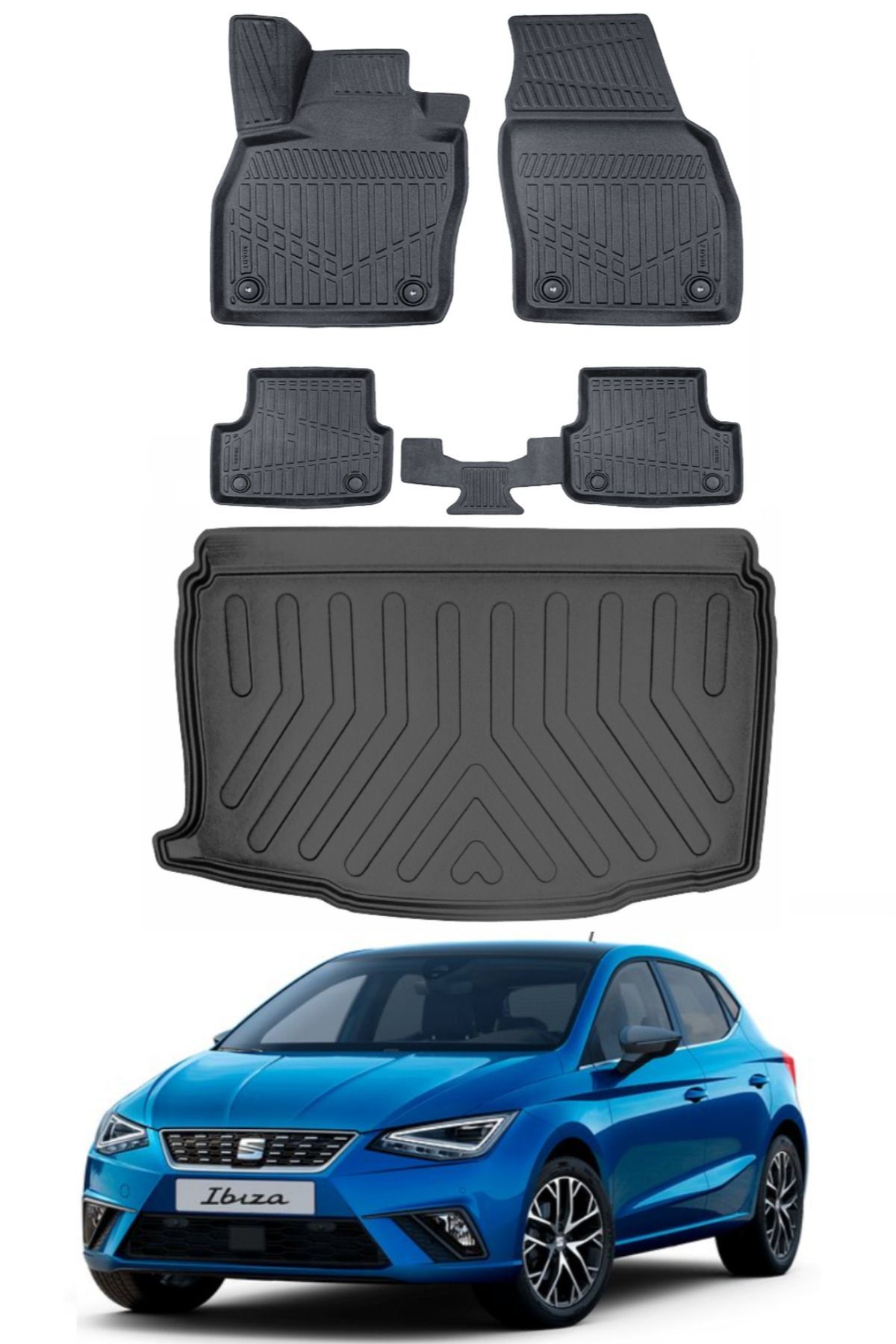 Seat Ibıza 2024 Model Alt Bagaj Havuzu Araca Özel Siyah Paspas Takımı