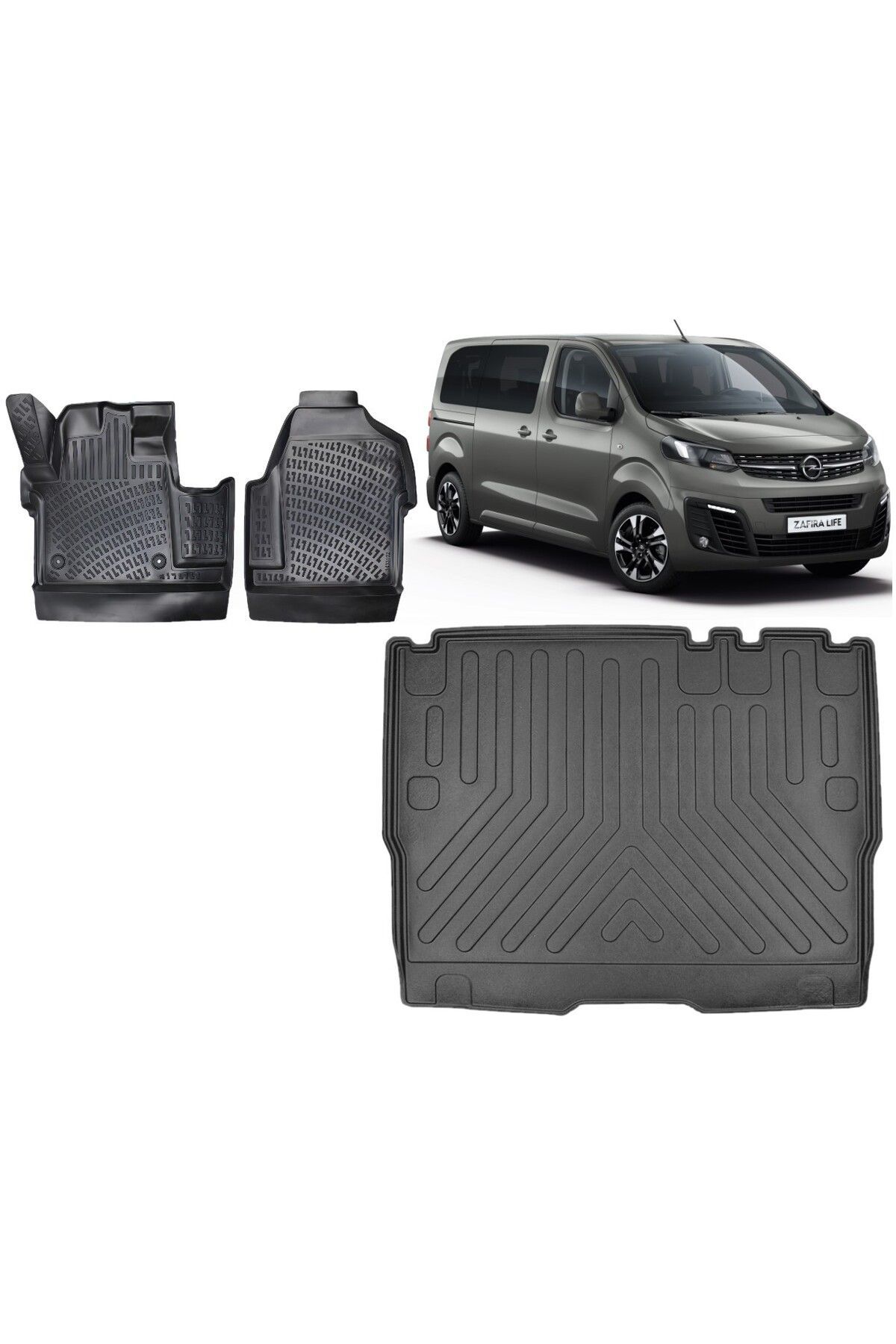 Opel Zafira Life 2022 Model 3D Bagaj Havuzu+3D Havuzlu Araca Özel Paspas Takımı