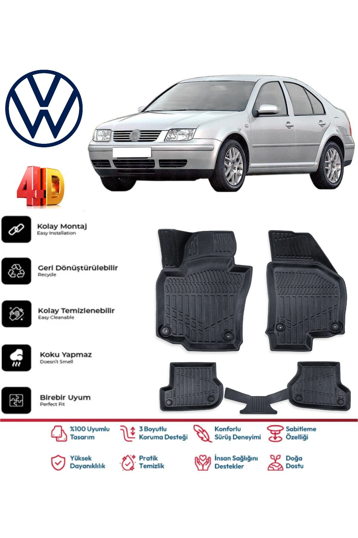Volkswagen Bora 1999 Model 4D Havuzlu Paspas
