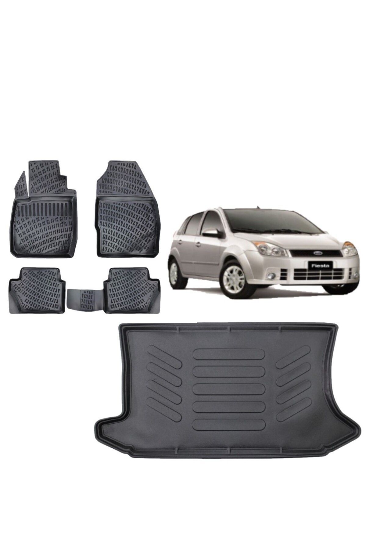 Fiesta 2002 Model 3D Bagaj Havuzu+3D Havuzlu Araca Özel Paspas Takımı