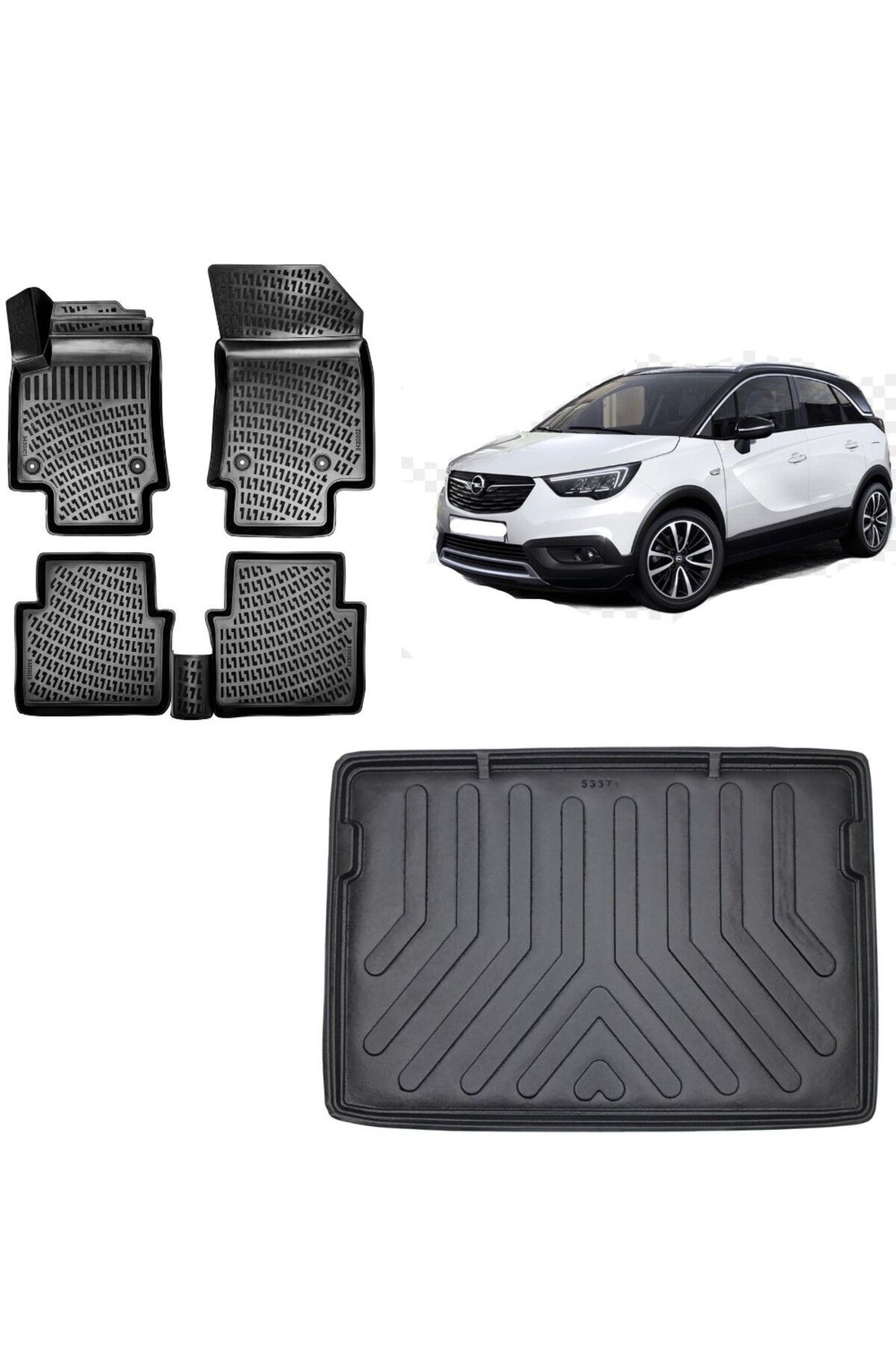 Opel Crossland 2018 Model Üst Kademe 3D Bagaj Havuzu+3D Havuzlu Araca Özel Paspas Takımı