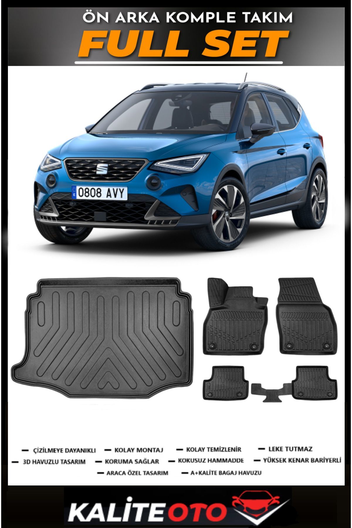 Seat Arona Alt Bagaj Havuzu+4.5D Havuzlu Paspas Seti 2021 Model