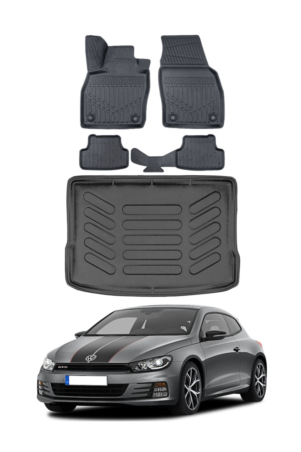 Volkswagen Scirocco 2012 Model Bagaj Havuzu Araca Özel Siyah Paspas Takımı