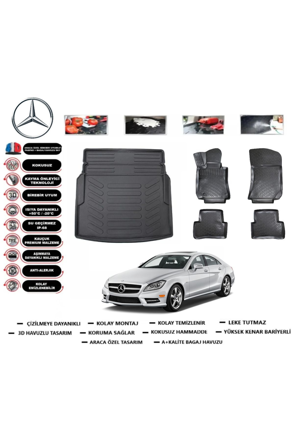 Mercedes CLS C218 2011 Model Bagaj Havuzu Araca Özel Paspas Takımı Prrox