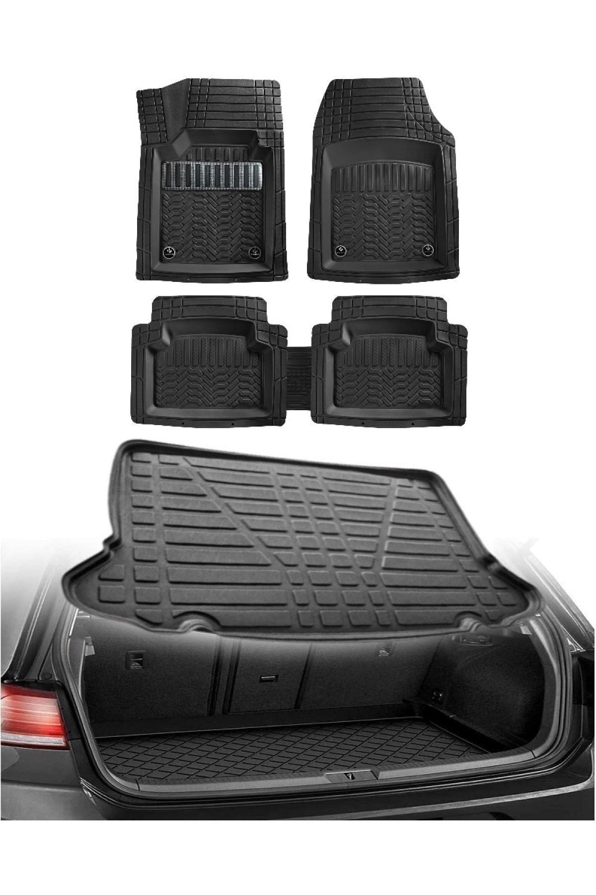 Fiat Punto Evo 2010 Sonrası 3d Bagaj Havuzu+3d Maximum Siyah Havuzlu Paspas Gri Kromajlı