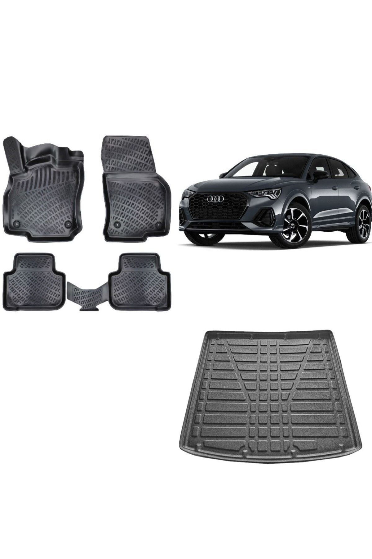 Audi Q3 2021 Model 3D Bagaj Havuzu+3D Havuzlu Araca Özel Paspas Takımı