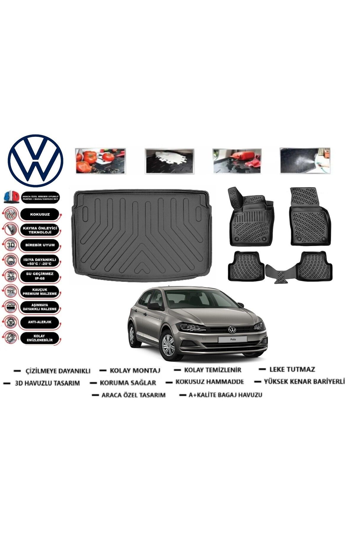 Volkswagen Polo 2020 Model Üst Bagaj Havuzu Araca Özel Paspas Takımı Prrox