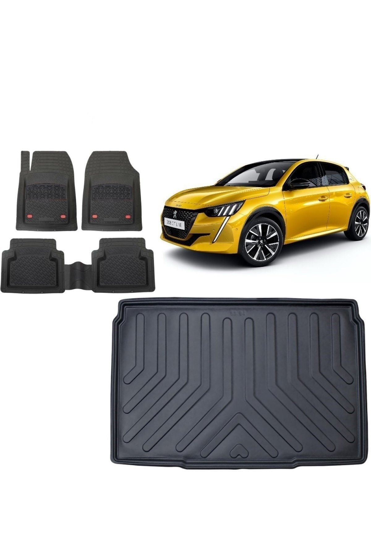 Peugeot 208 2022 Model 3d Bagaj Havuzu+3d Havuzlu Paspas Takımı Safir Siyah