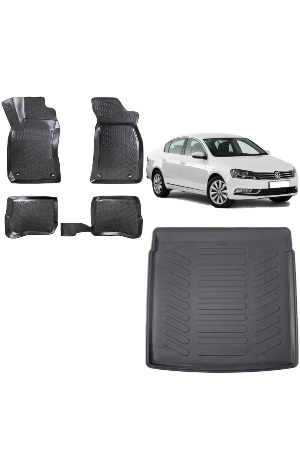 Volkswagen Passat B7 2013 Model 3D Bagaj Havuzu+3D Havuzlu Araca Özel Paspas Takımı