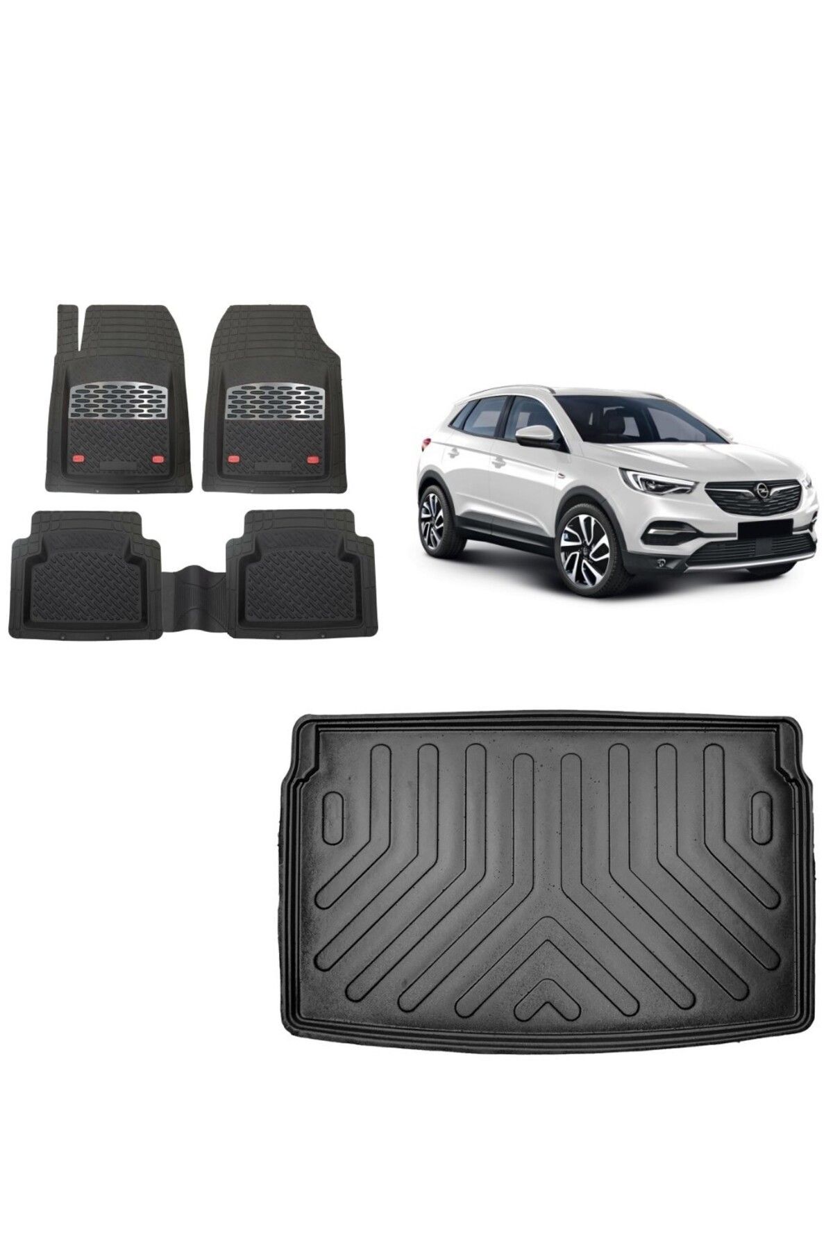 Opel Mokka 2024 Model Üst 3D Bagaj Havuzu+3D Havuzlu Safir Karbon Kromlu Paspas
