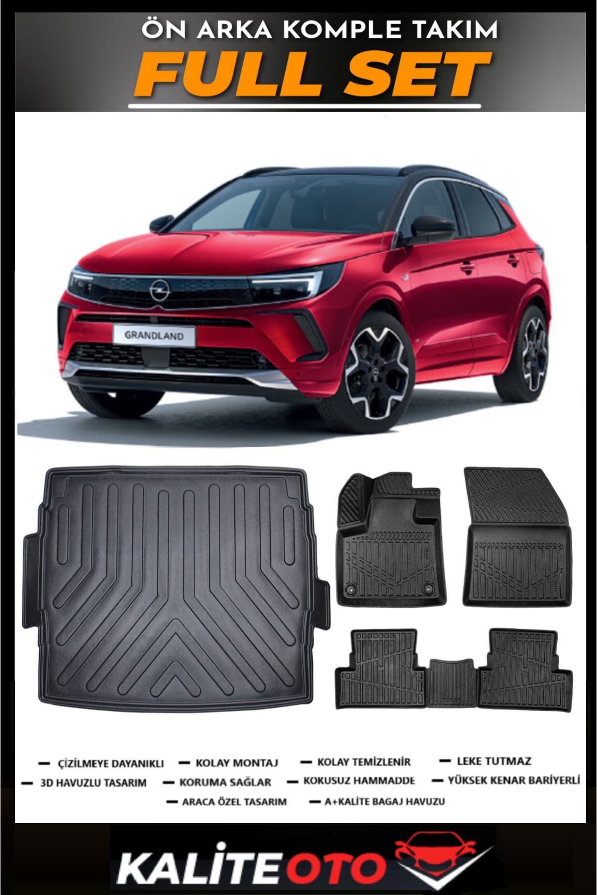 Opel Grandland Üst Bagaj Havuzu+4.5D Havuzlu Paspas Seti 2025 Model