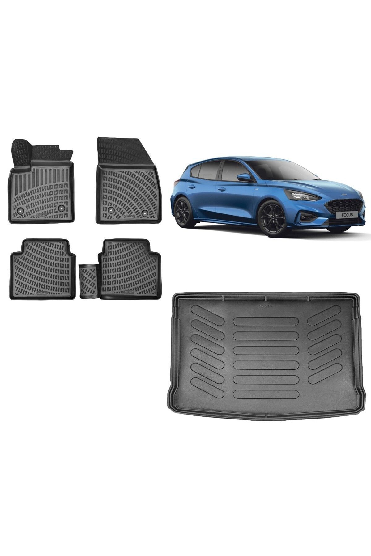 Focus 4 Hatchback 2019 Model Tamir Kitli 3D Bagaj Havuzu+3D Havuzlu Araca Özel Paspas Takımı