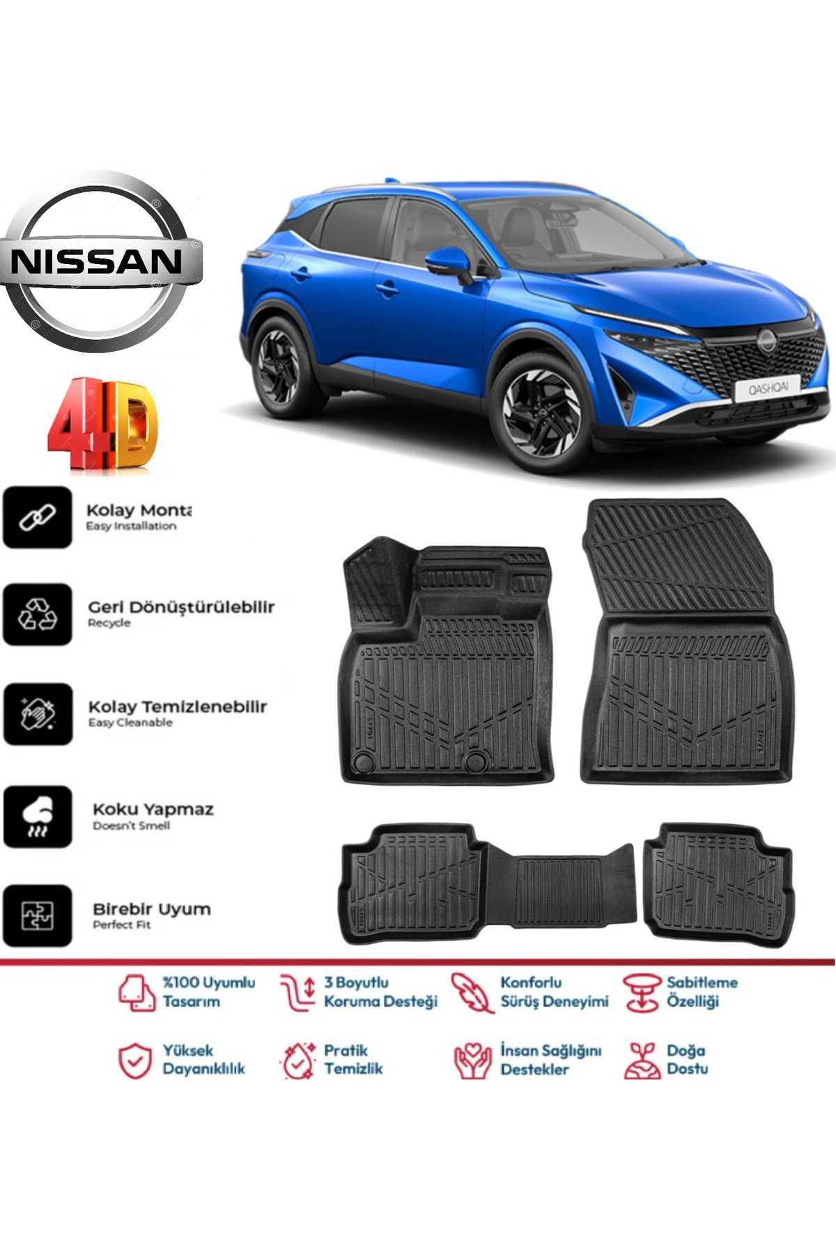 Nissan Qashqai E-Power 2024 Model 4D Havuzlu Paspas