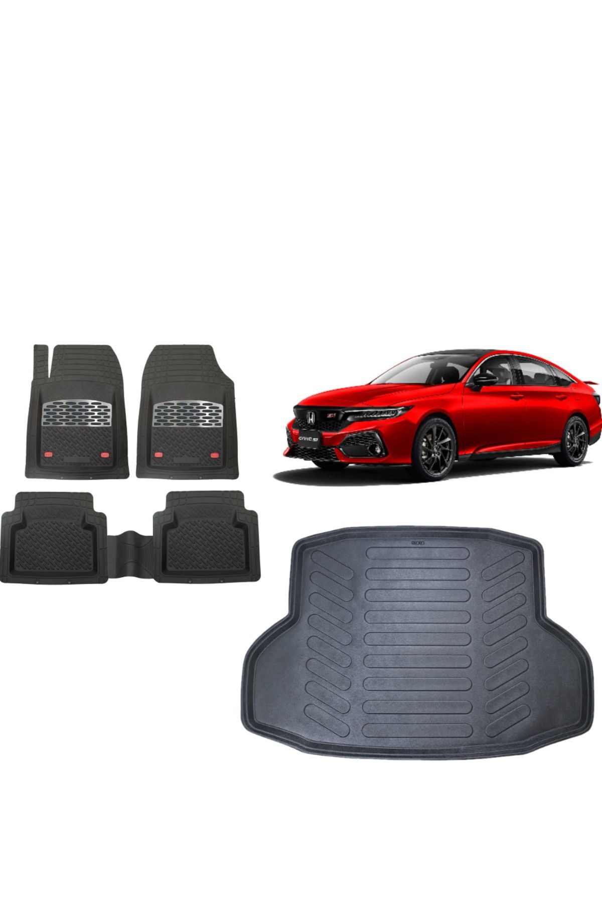 Honda Civic Sedan 2023 Model 3D Bagaj Havuzu+3D Havuzlu Safir Karbon Kromlu Paspas