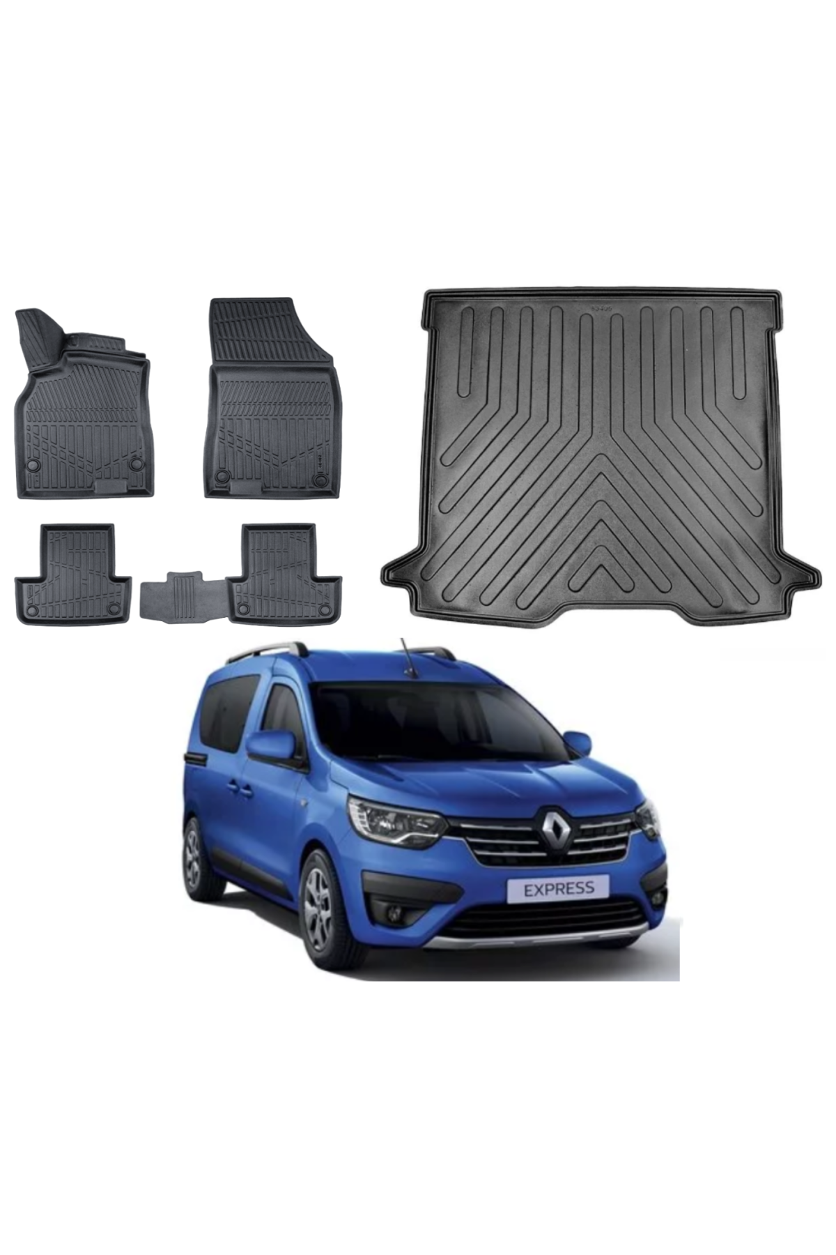Renault Express 2021 Sonrası 3D Bagaj Havuzu+3D Araca Özel Paspas Takımı