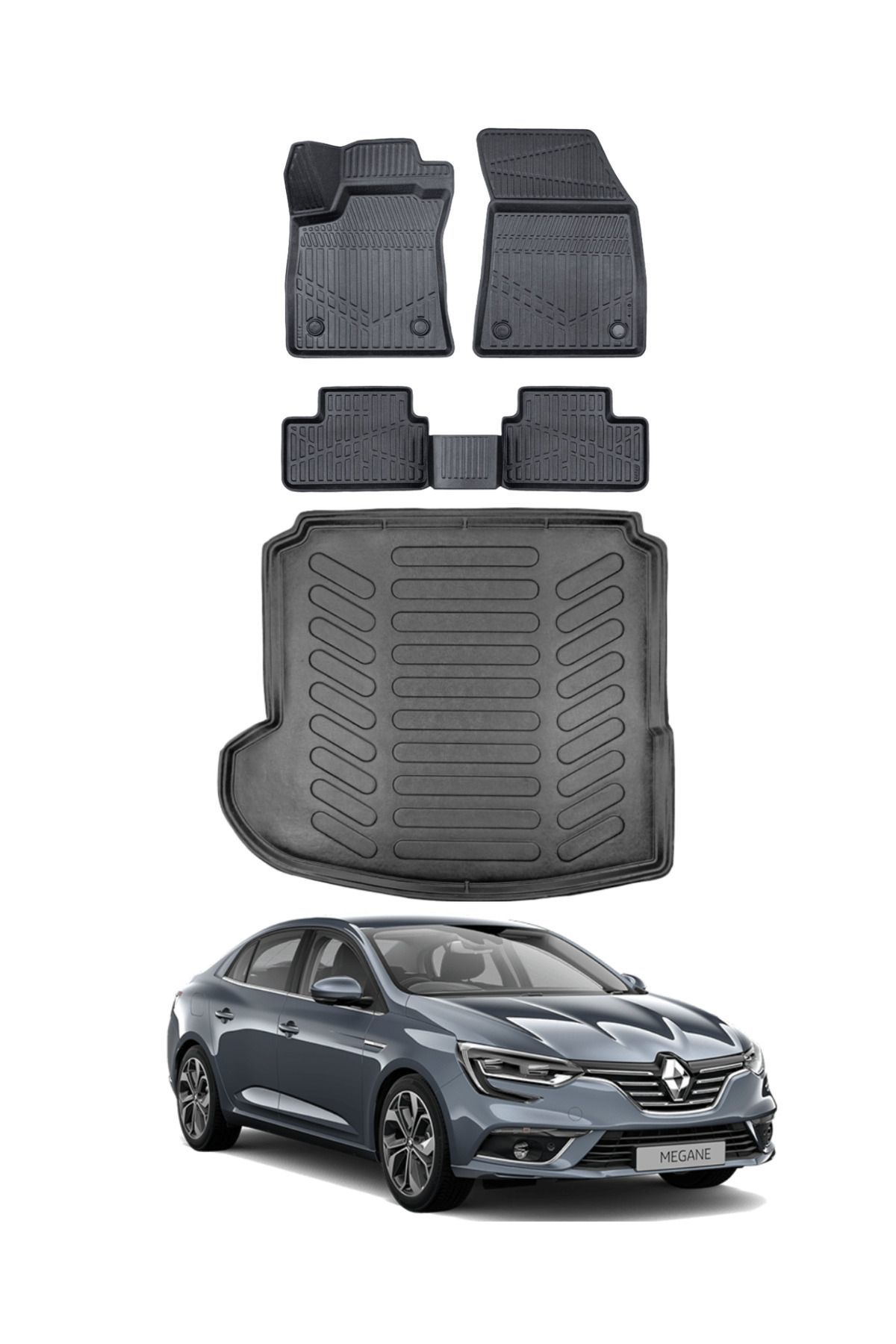 Renault Megane 4 2022 Model Sol Kulak Bagaj Havuzu Araca Özel Siyah Paspas Takımı