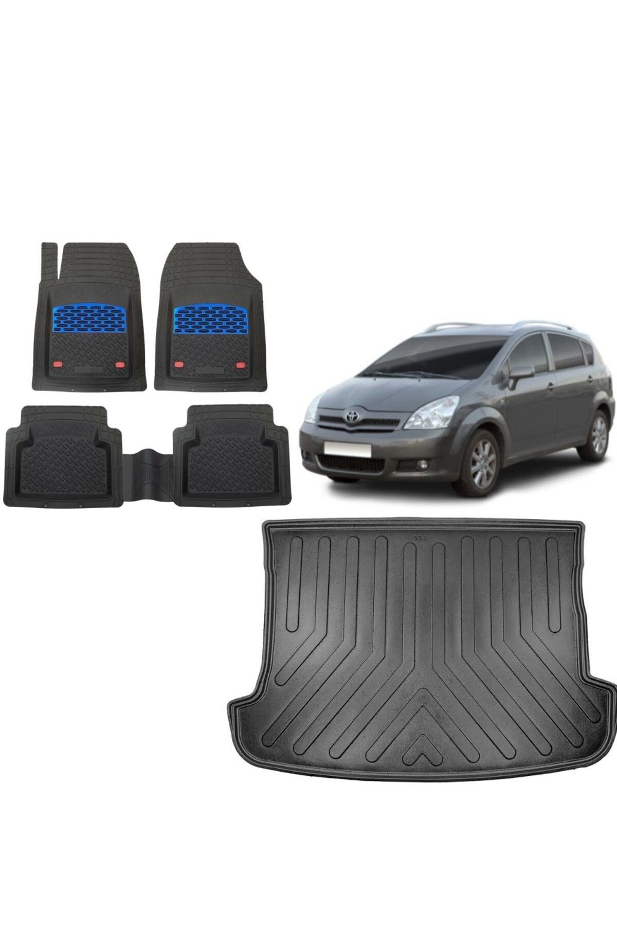 Toyota Verso 2005 Model 3D Bagaj Havuzu+3D Havuzlu Safir Mavi Kromlu Paspas